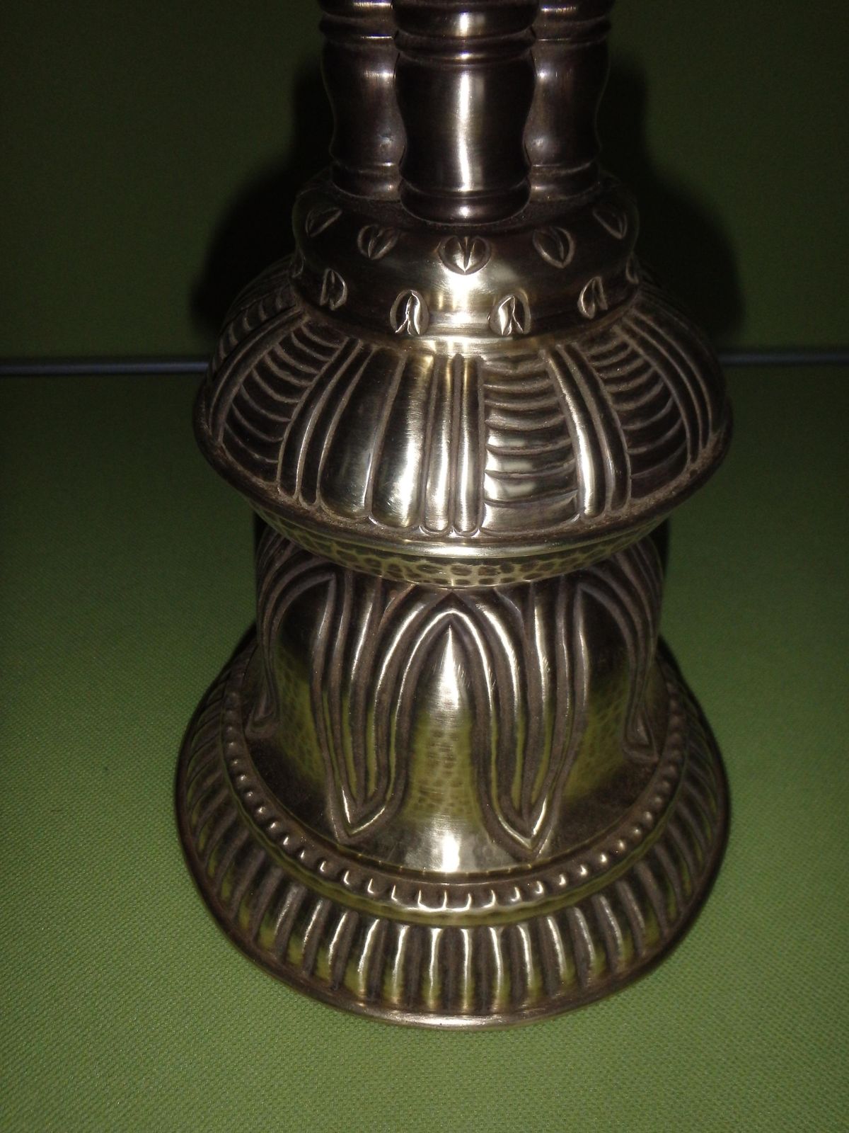 Art Nouveau Huge Candle Holder Brass 5 Arms photo vinterior