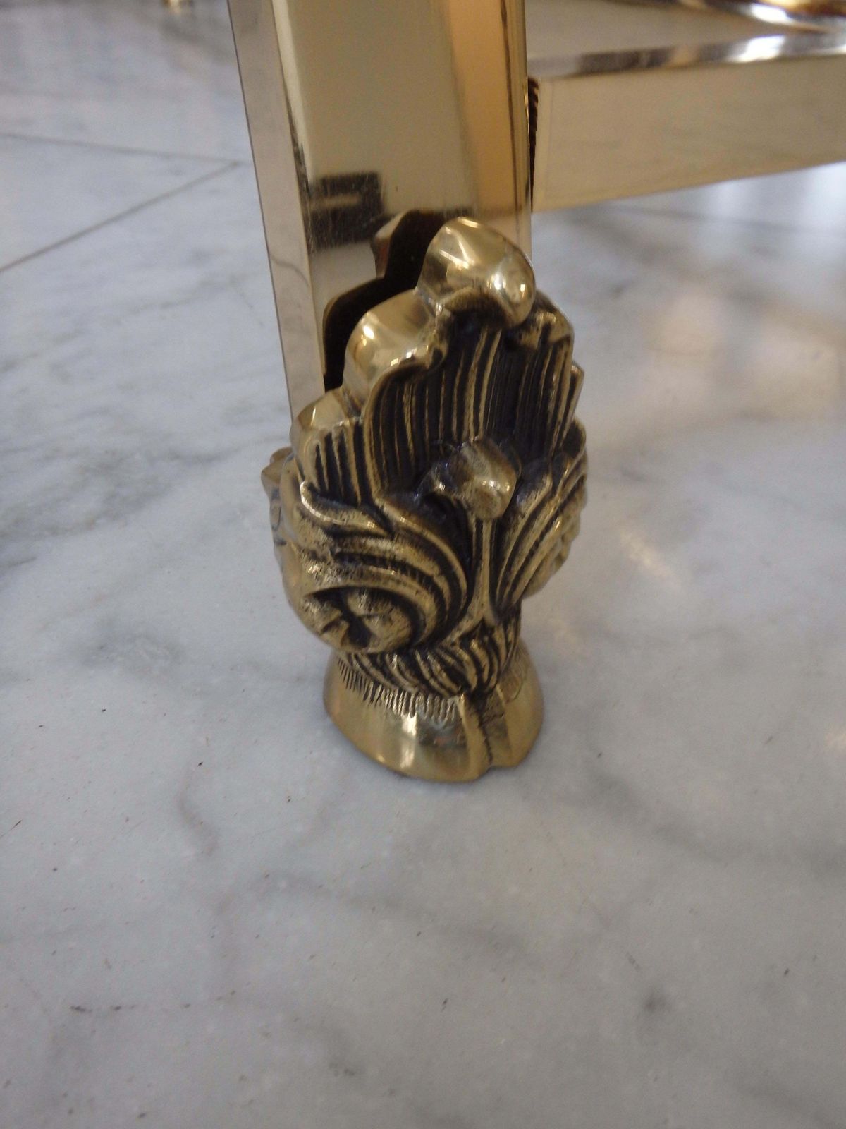 Sophisticated Console Brass And Plexiglass With Cut Glass Top By Gianni Versace photo buy