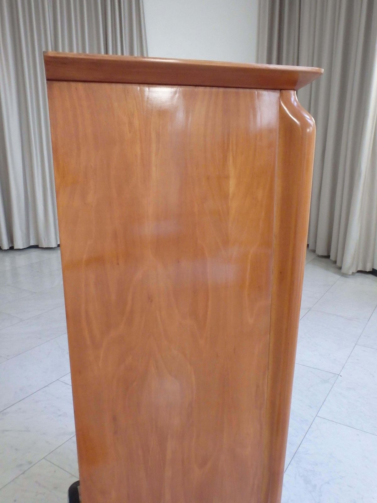 1940this Art Deco Dry Bar Birch With On The Doors Brass Decor On The Legs photo for sale