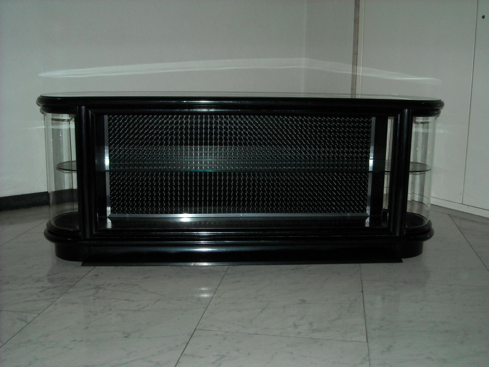Art Deco Black Vitrine Or Low Board With Around Edges Glass Top photo Furniture