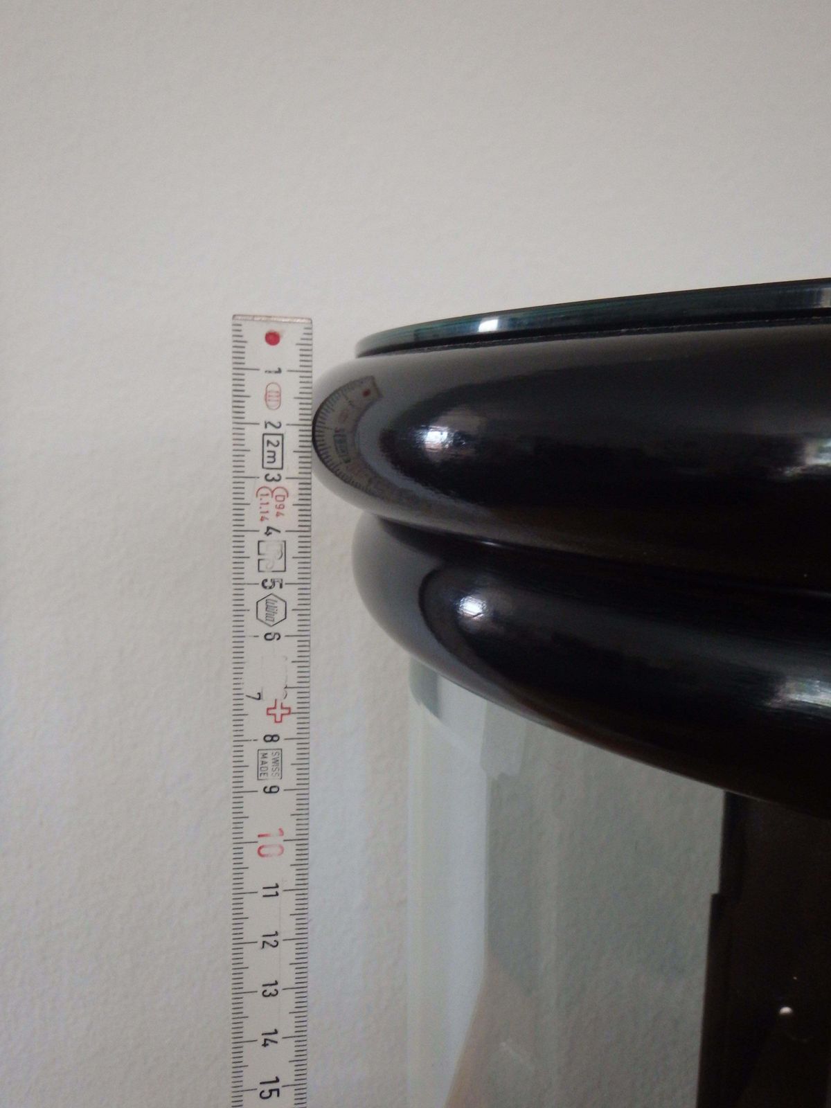 3390.0 Art Deco Black Vitrine Or Low Board With Around Edges Glass Top photo
