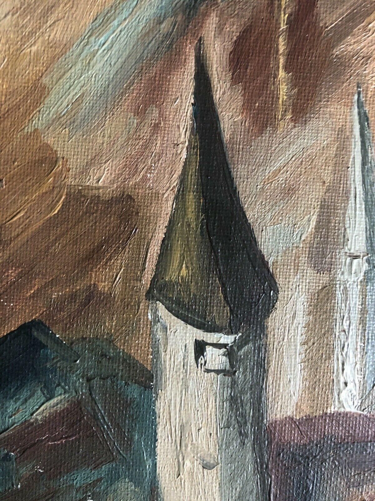 Unknown Fernand Audet Signed French Post Impressionist Oil   The City Gates Mid 20th Century photo furniture