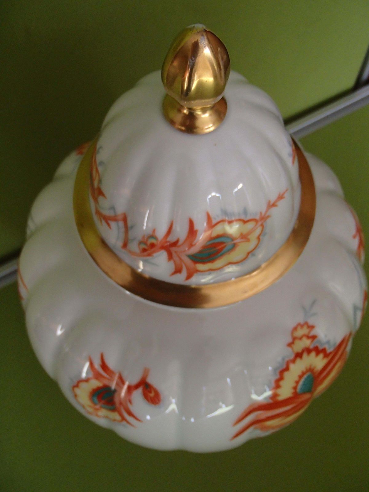 Art Deco Porcelain Vase With Lid By Thomas Bavaria With Cubistic Flowers photo buy