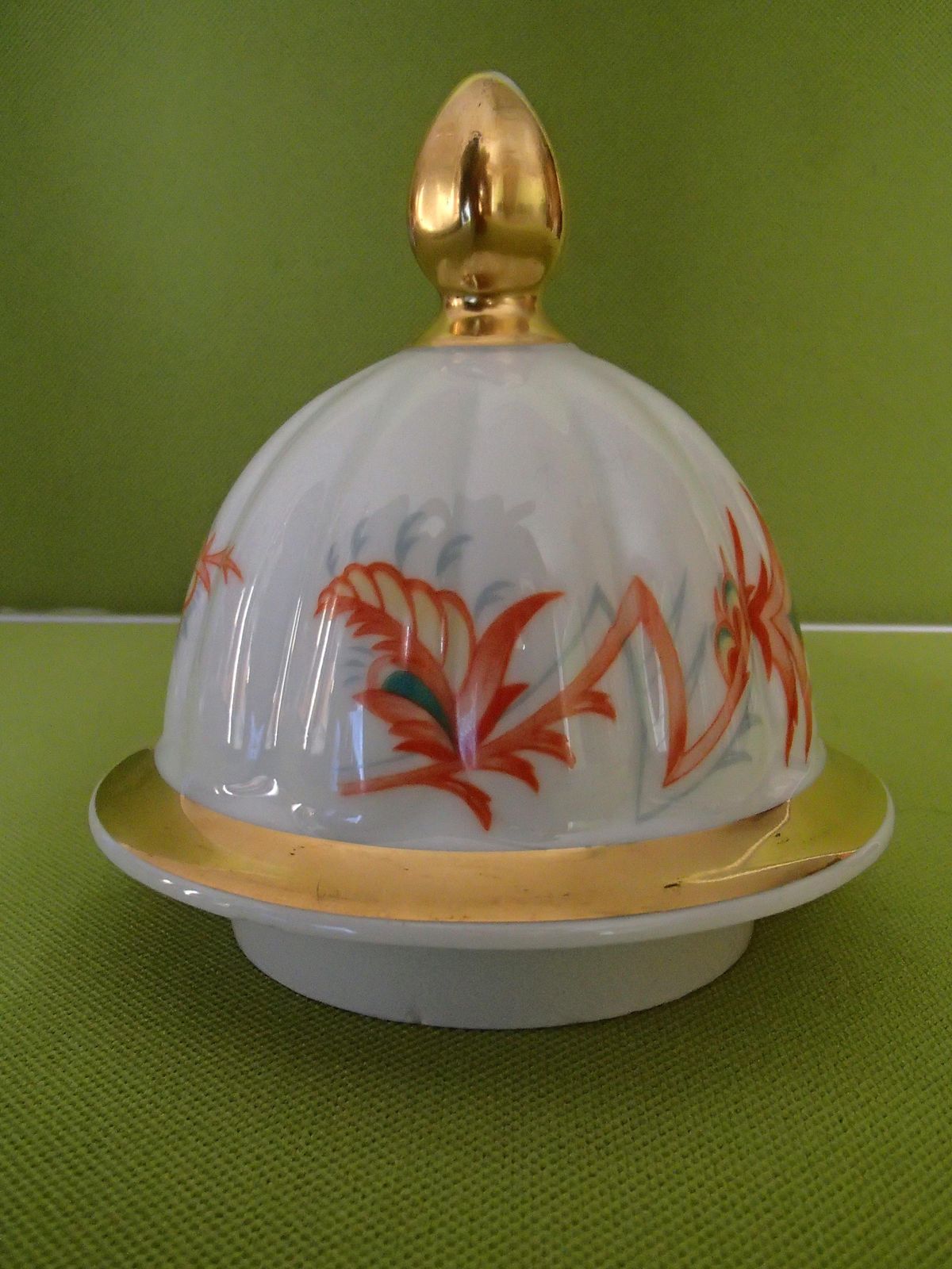 1312.0 Art Deco Porcelain Vase With Lid By Thomas Bavaria With Cubistic Flowers photo