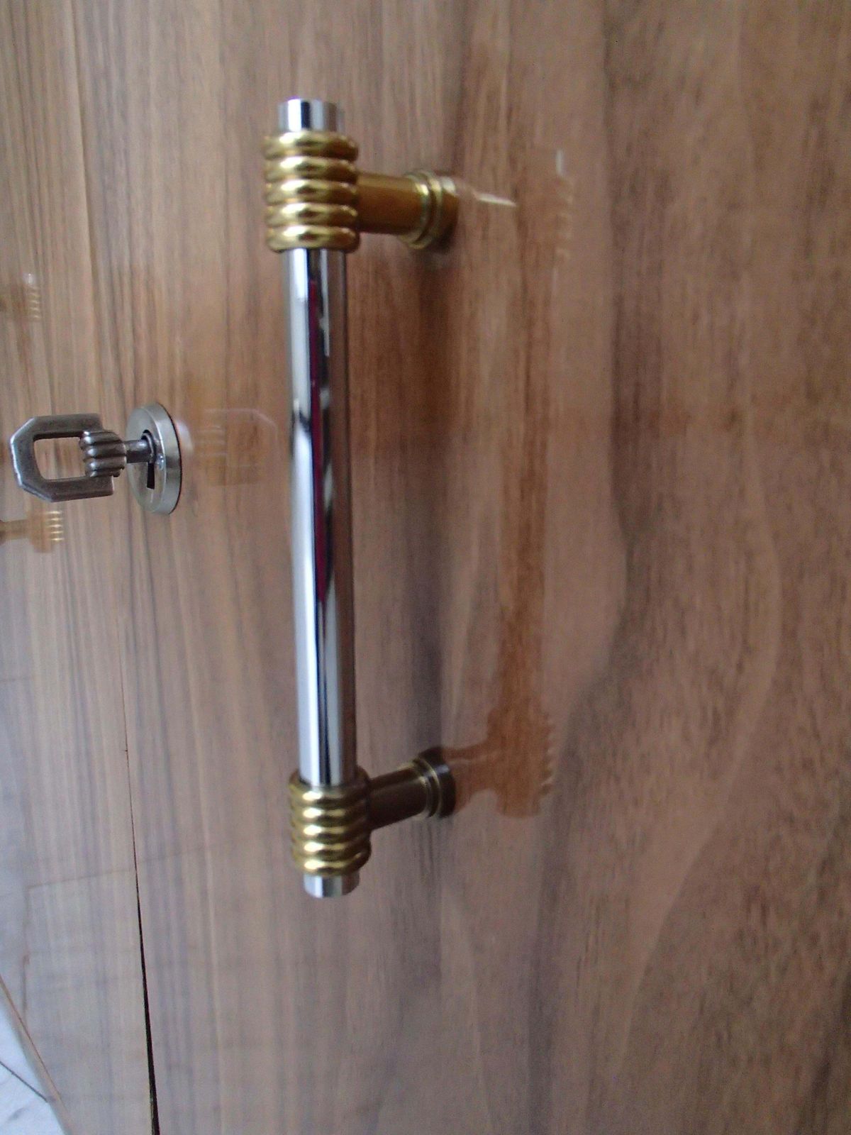 Art Deco Narrow Bar With 2 Doors And Bottle Compartment Walnut And Chrome photo vinterior