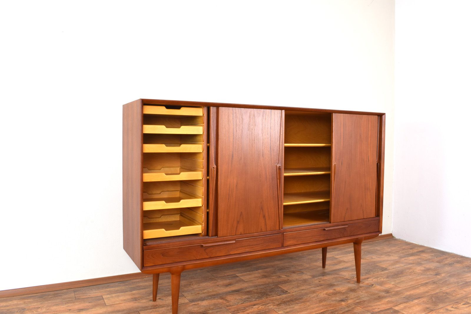 2695.0 Mid Century Danish Teak Highboard Model 13 By Gunni Omann For Omann Jun, 1960s. photo