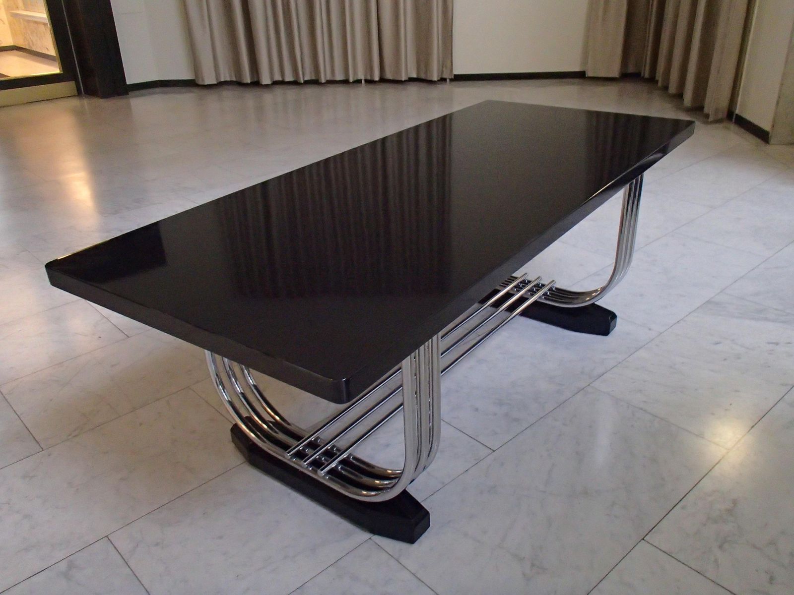 1930thies Tubular Chrome And Blck Top Table For Pel By Serge Chermayeff photo buy