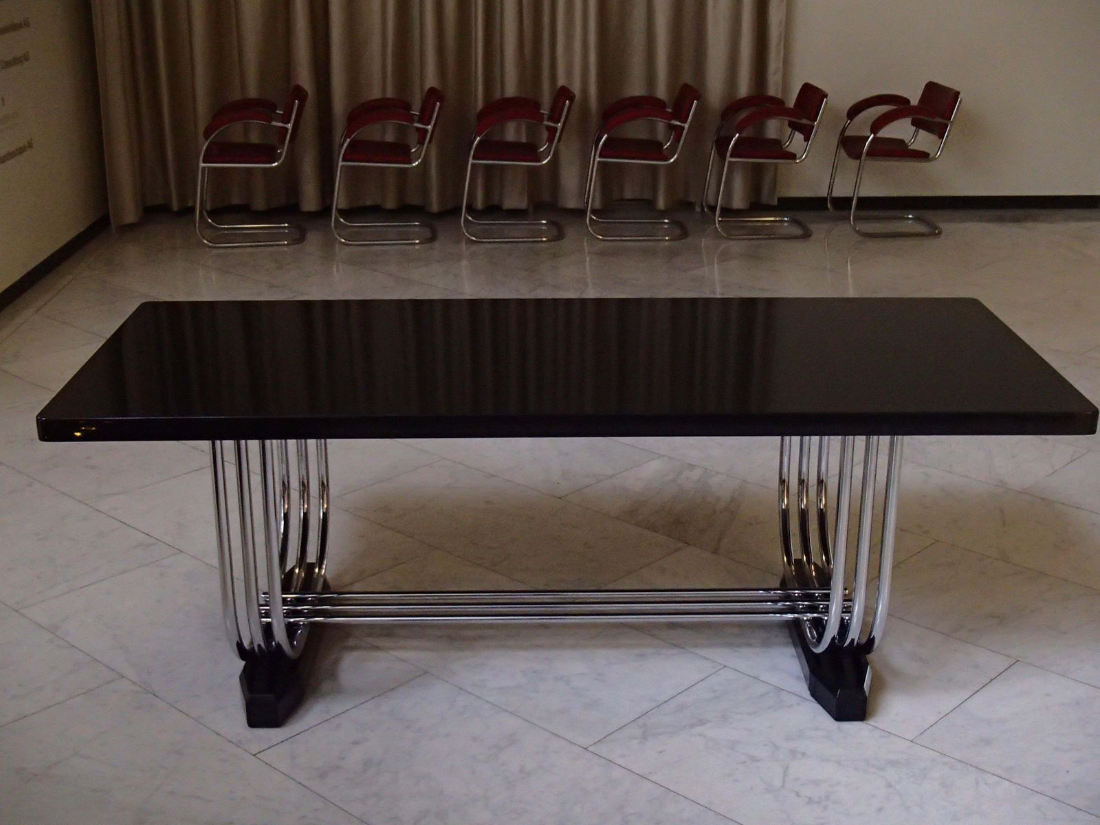1930thies Tubular Chrome And Blck Top Table For Pel By Serge Chermayeff photo vintage