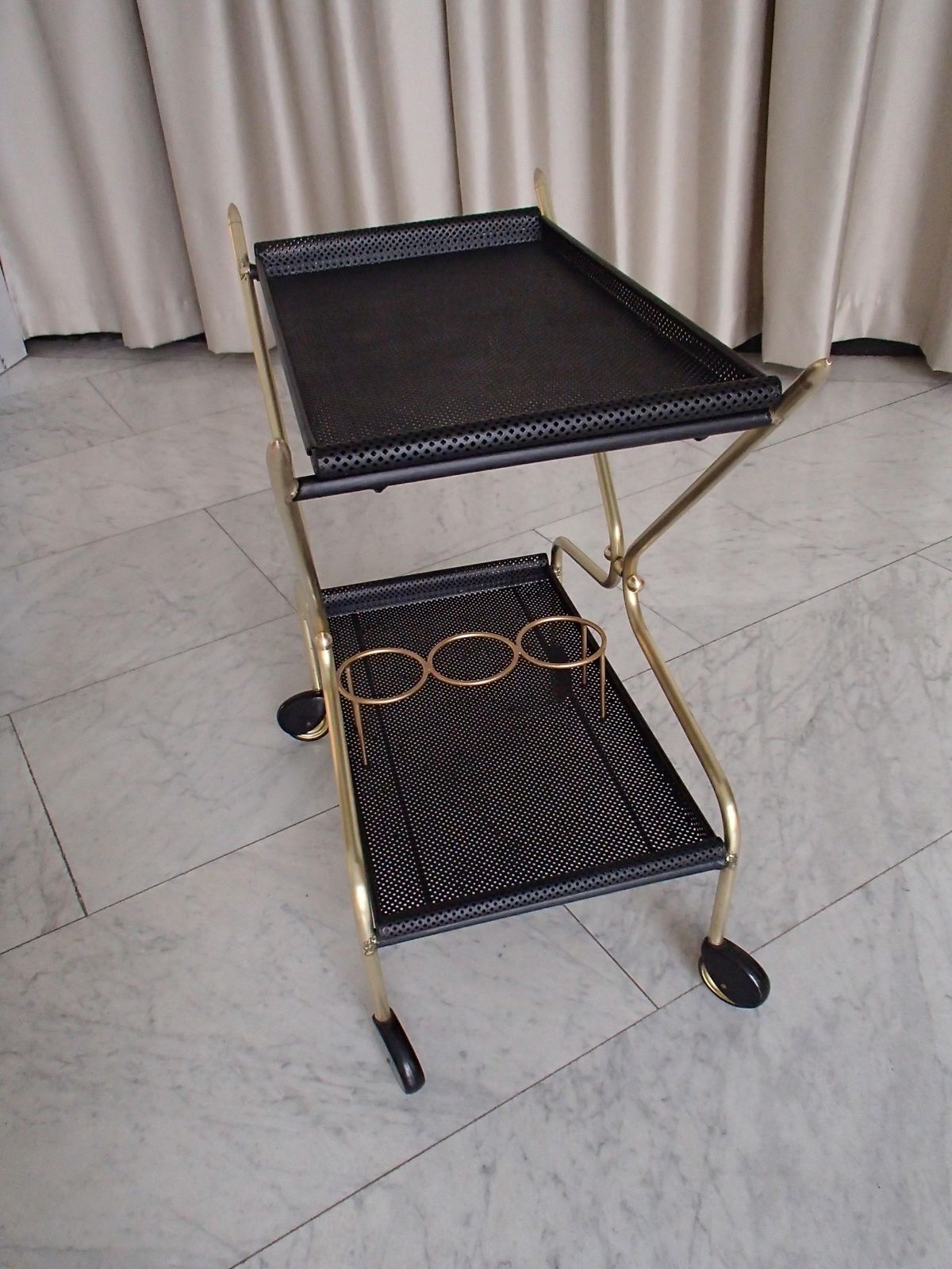 Mid Century Modern Bar Cart In The Style Of Mathieu Matégot photo for sale