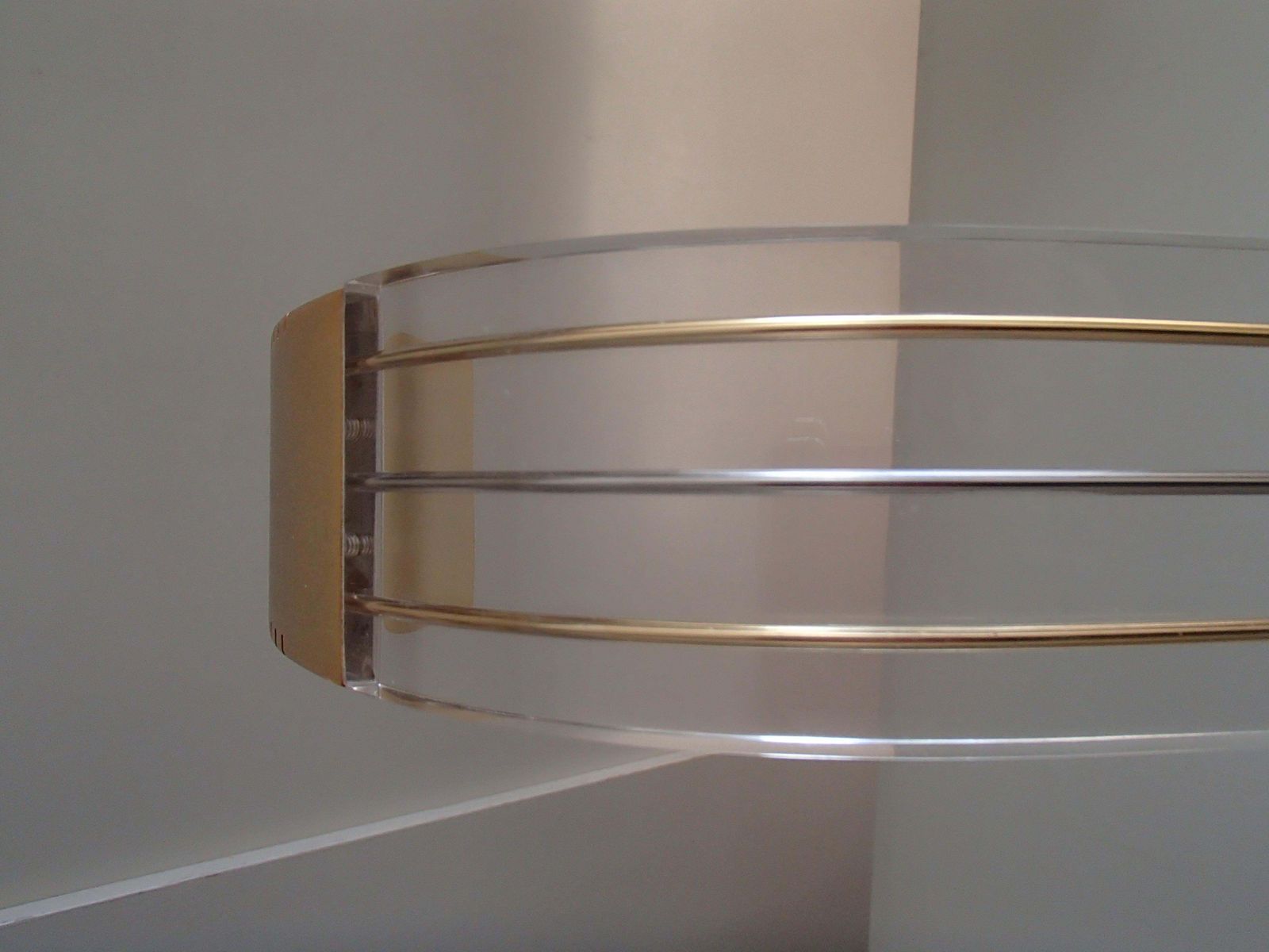 Pair Of Modern Plexi Glass Chrome And Brass Table Lamps By Relco Milano photo vintage