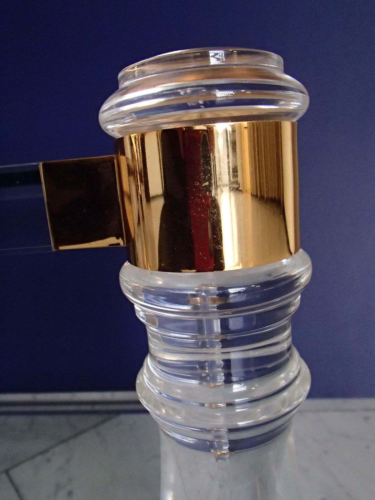 photo vinterior Pair Of Modern Side Tables Plexi Glass, Glass And Brass