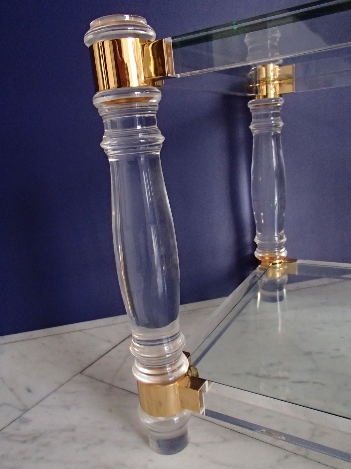 photo buy Pair Of Modern Side Tables Plexi Glass, Glass And Brass