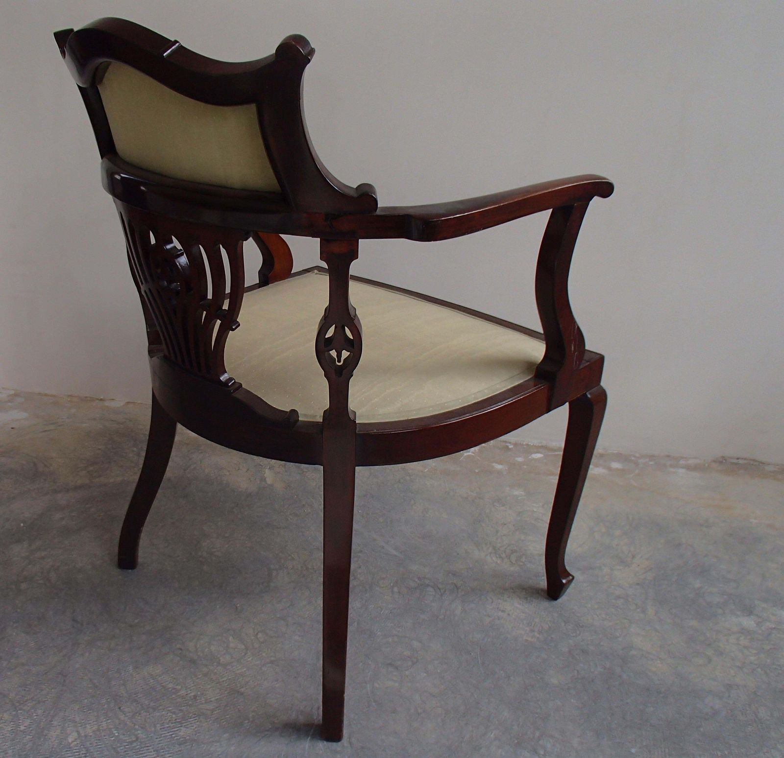 Regency Desk Armchair With Lite Green Silk Covered photo 859.0