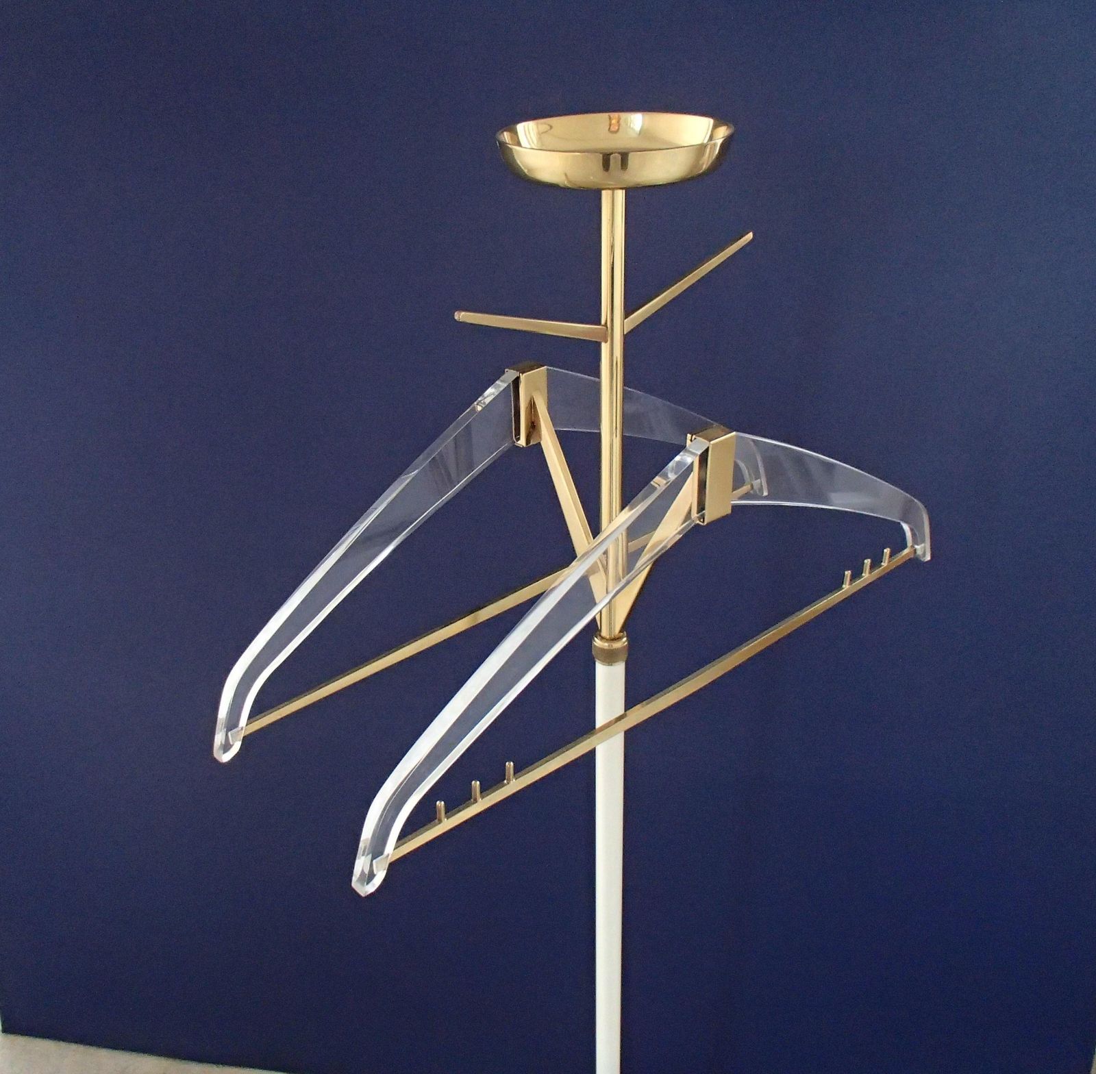 Midcentury Plexi & Brass Rack For Coasts, Trousers, Ties, Belts And Cufflinks photo vinterior