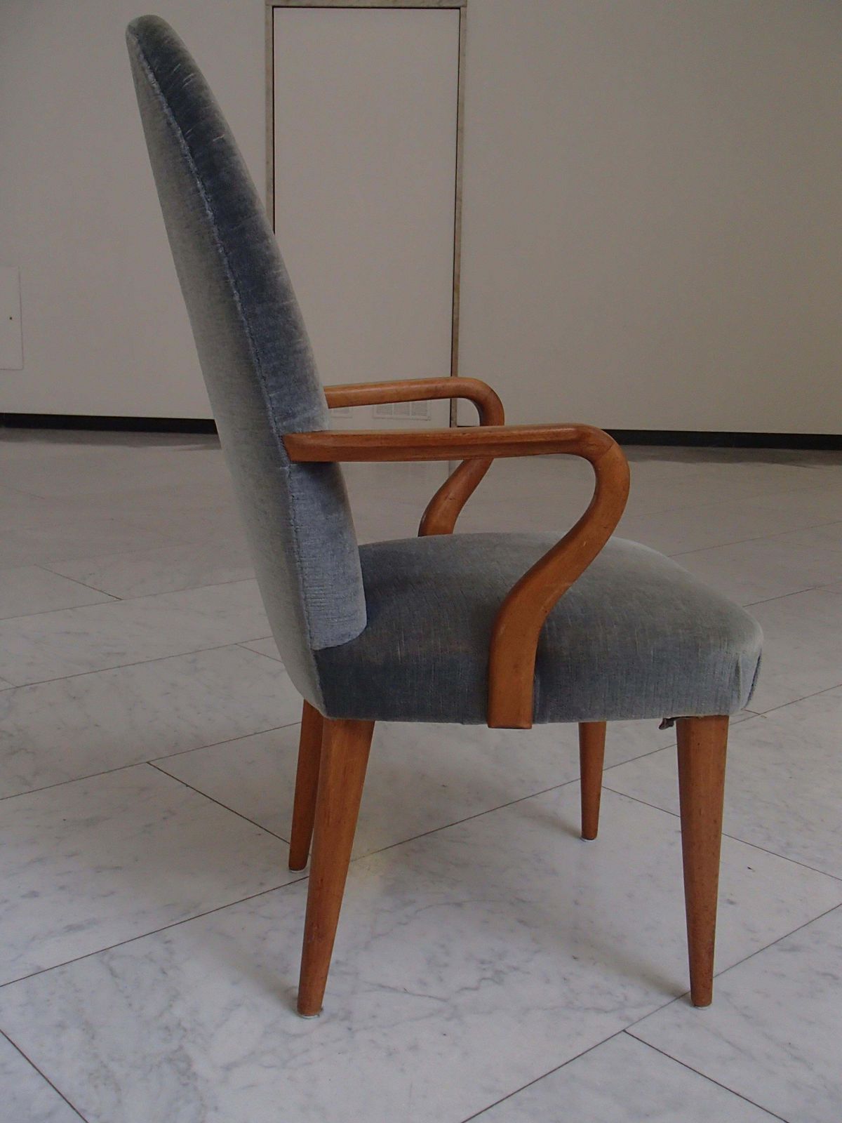 Midcentury Armchair Greyblue Velvet photo Furniture
