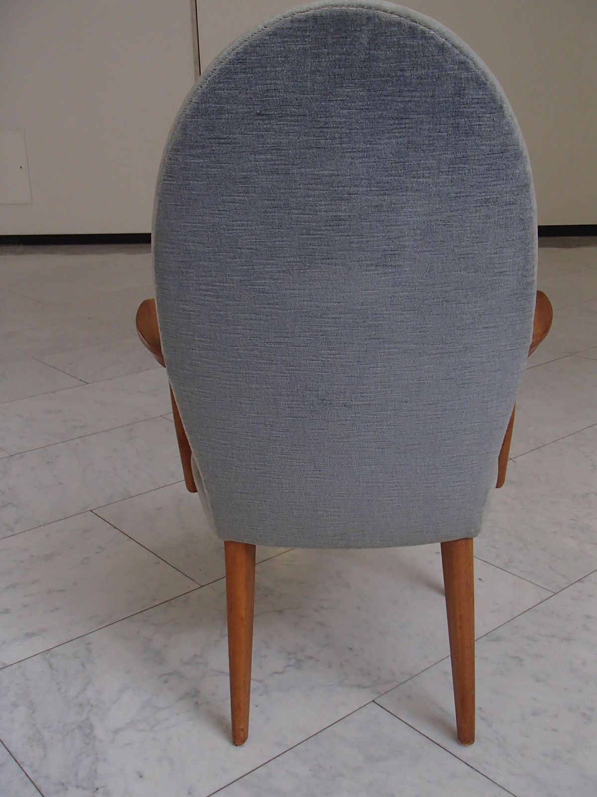 Midcentury Armchair Greyblue Velvet photo 954.0