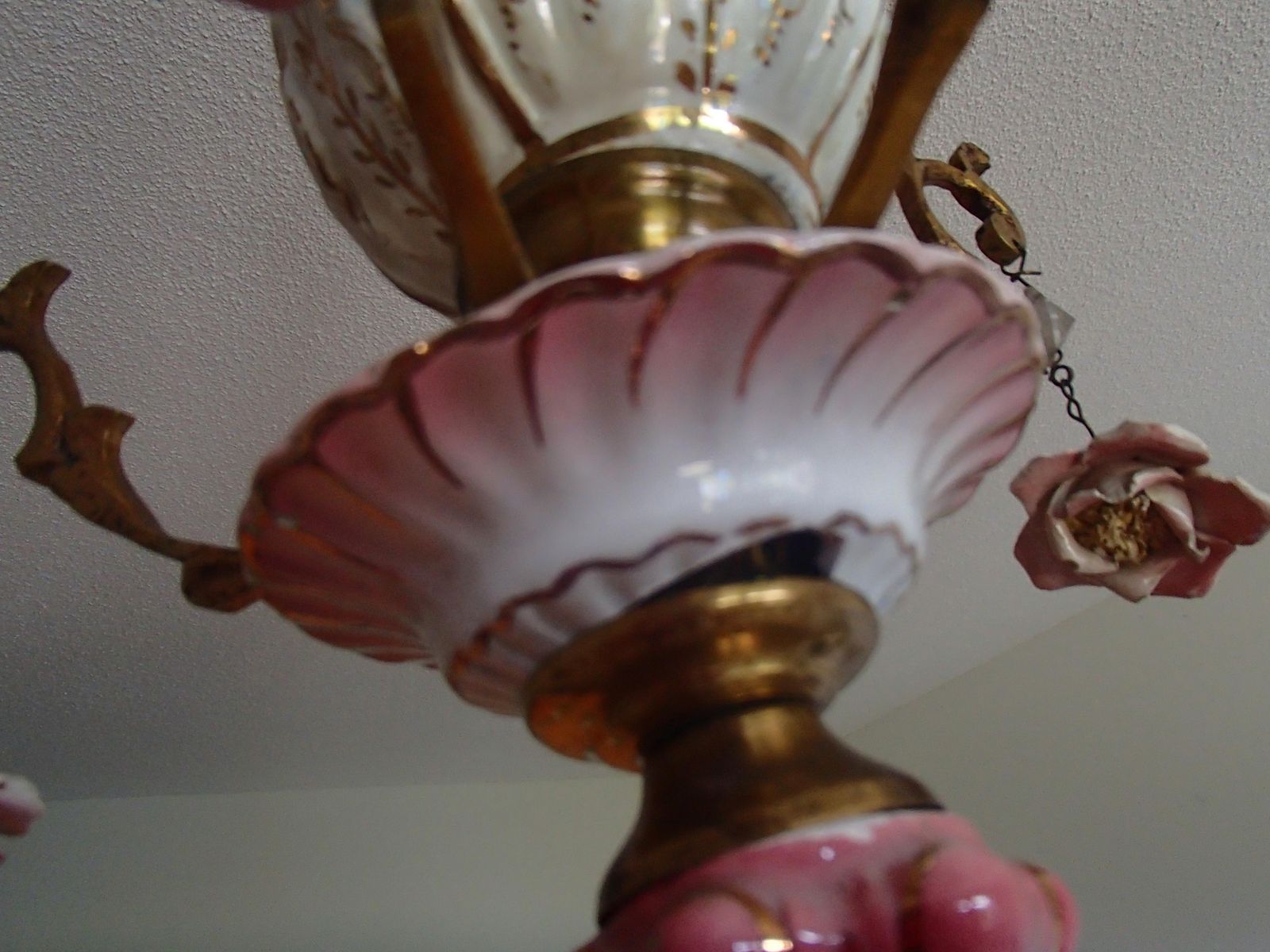 photo buy 1960th Italian Porcelain Chandelier With Roses