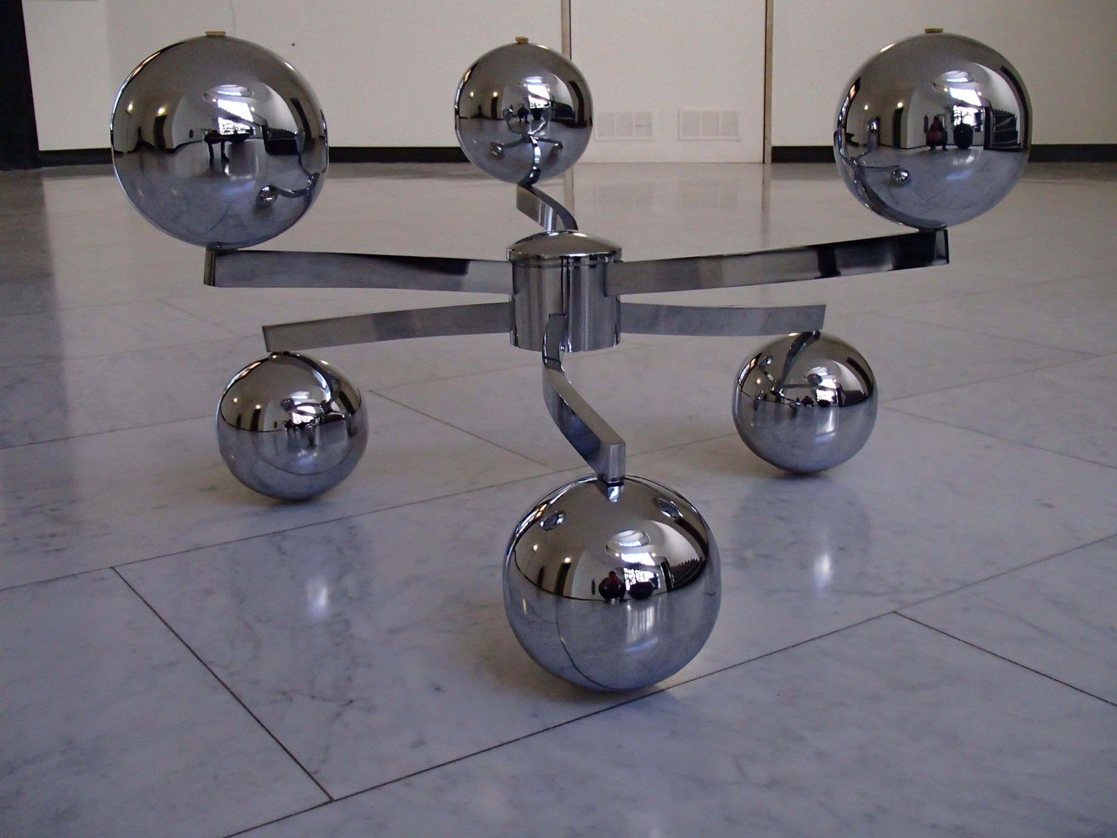 1970 This Planet Chrome Coffee Table Round Brown Glass Top photo 3061.0