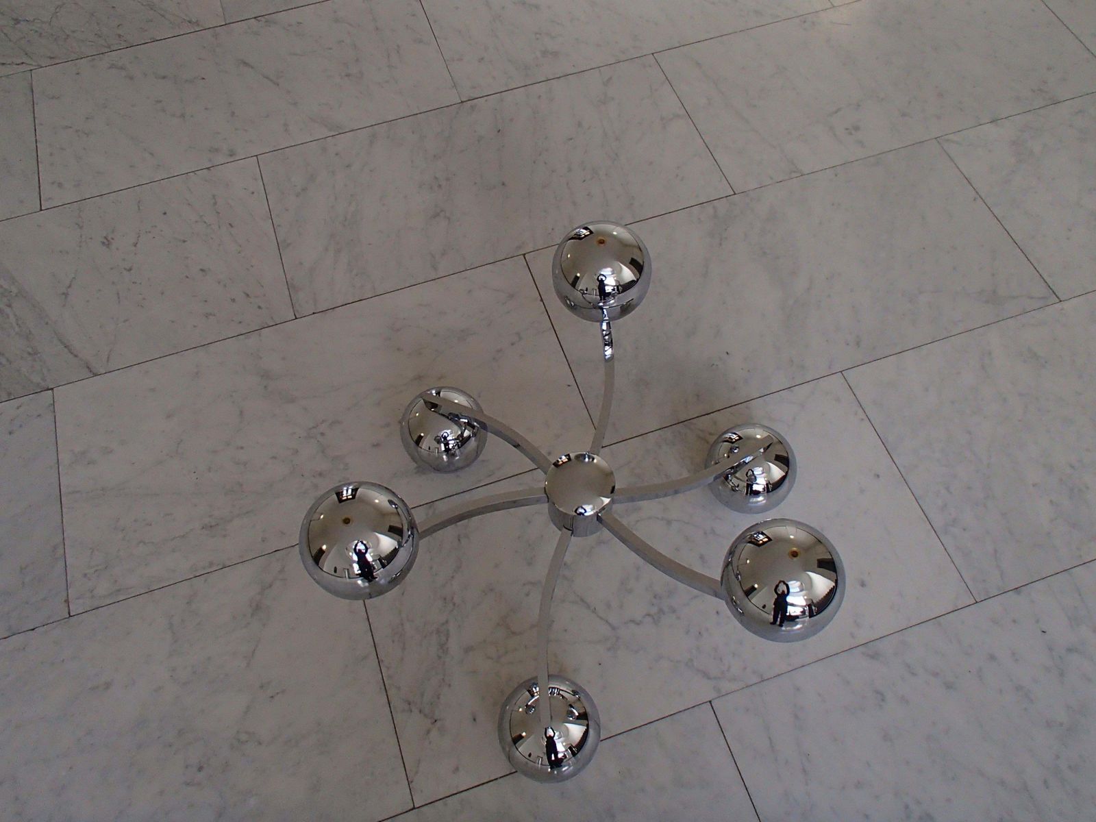 photo furniture 1970 This Planet Chrome Coffee Table Round Brown Glass Top