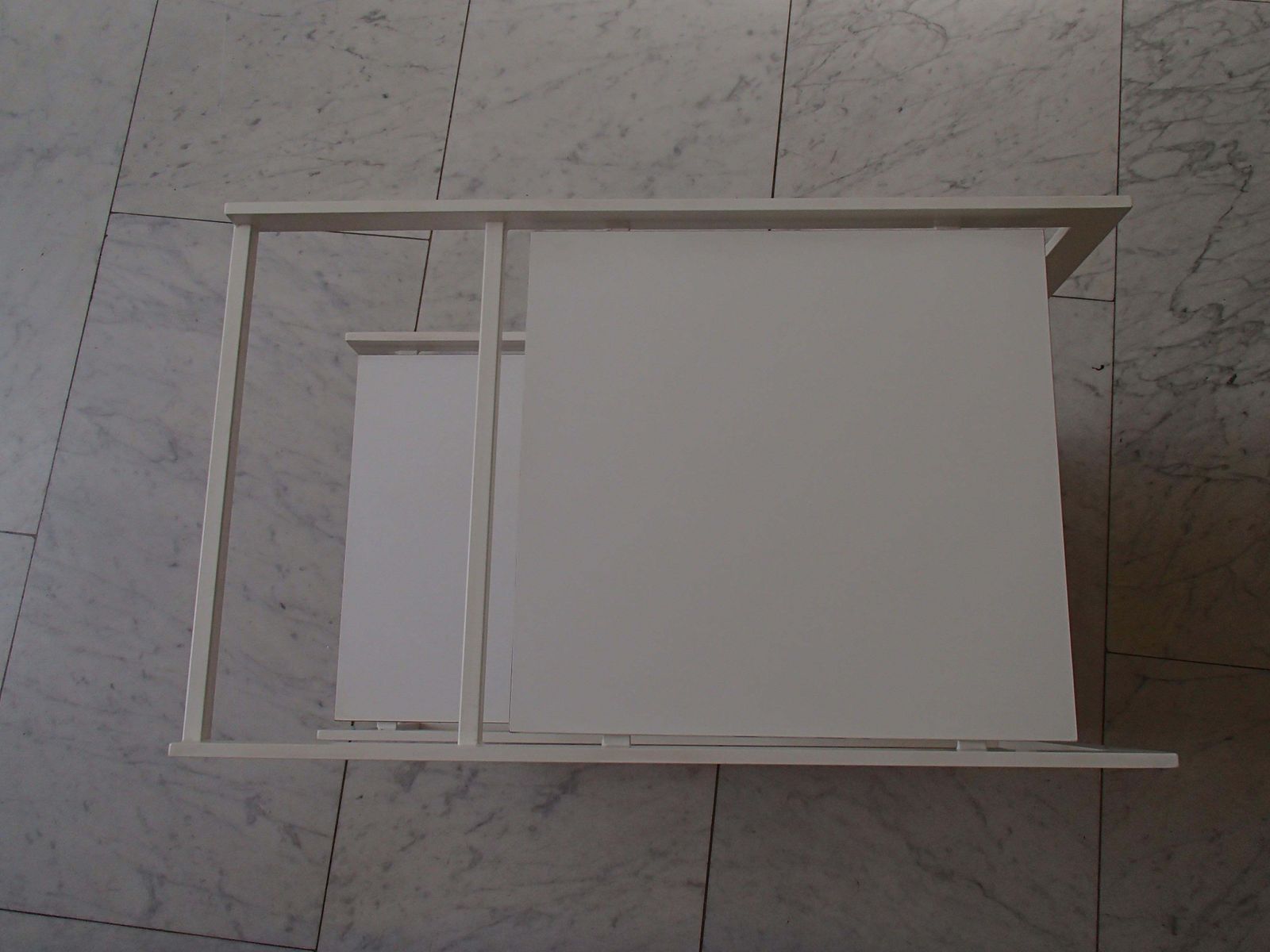 1606.0 Modern Cubist White Trolley 3 Shelf's White Metal Frame And Wood Shelf's photo