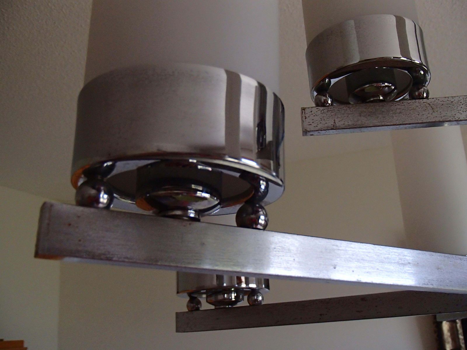 Bauhaus Chandelier Chrome With Nine White Tubular Glass Shades photo Lighting