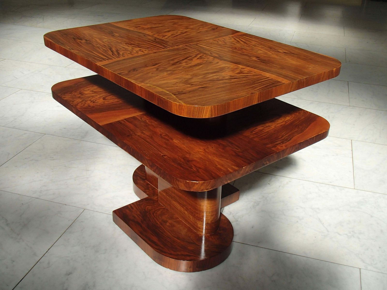 Art Deco Table Or Low Console Rose Wood And Walnut Square Double Top photo furniture