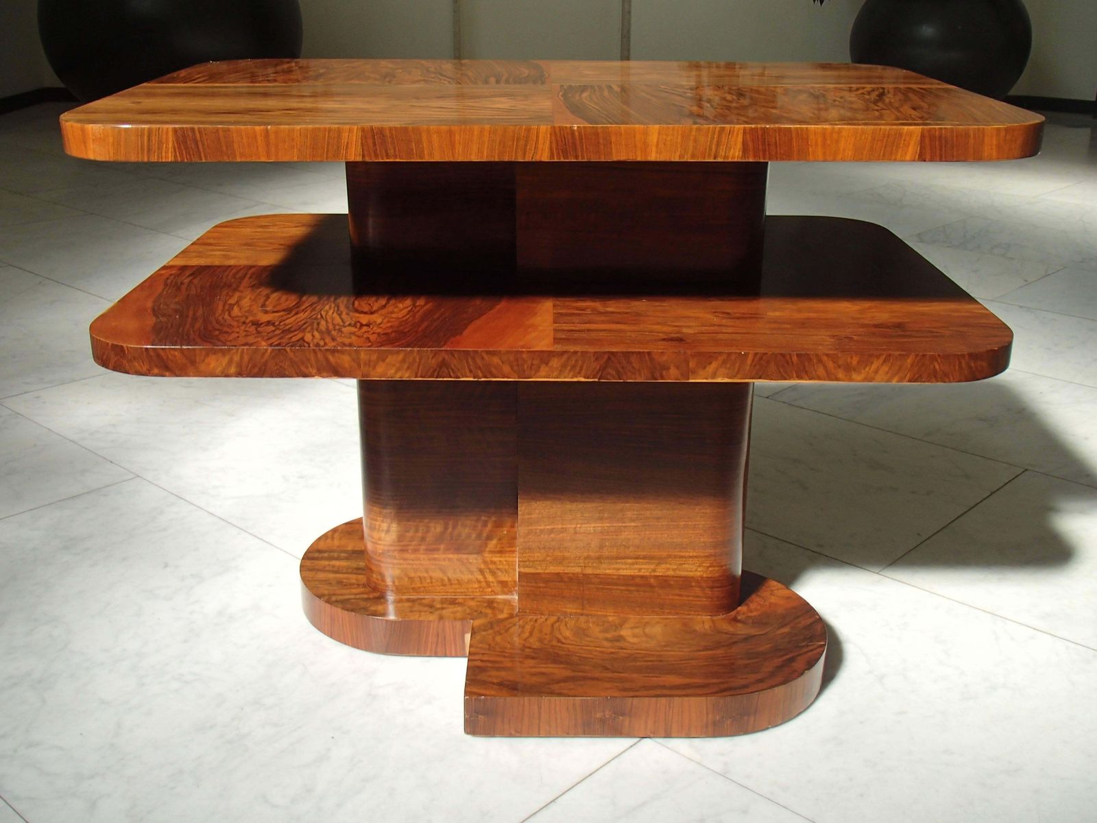 Art Deco Table Or Low Console Rose Wood And Walnut Square Double Top photo for sale