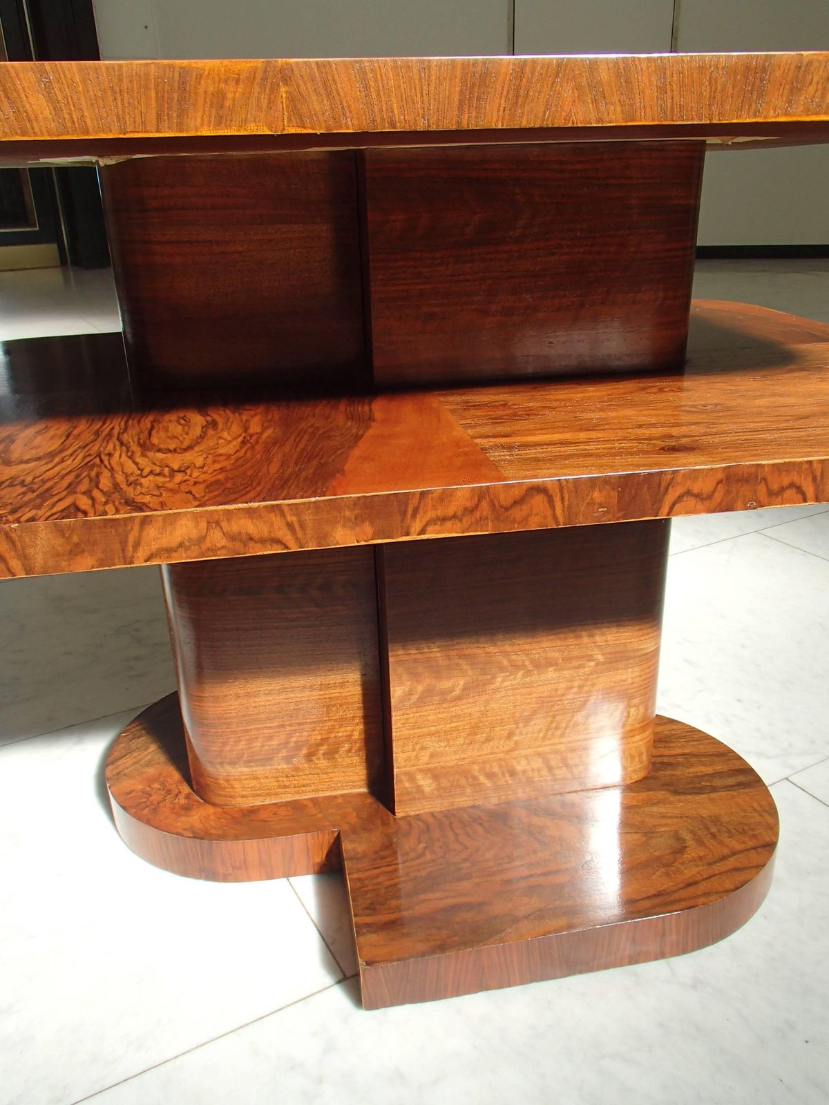 photo furniture Art Deco Table Or Low Console Rose Wood And Walnut Square Double Top