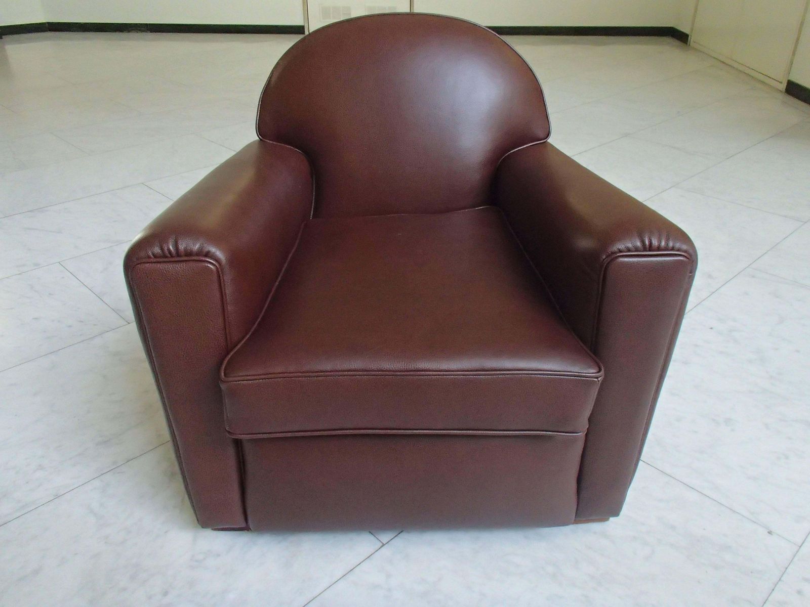 Art Deco Club Chair Completely Restored And Recovered With Brown Leather photo 3149.0