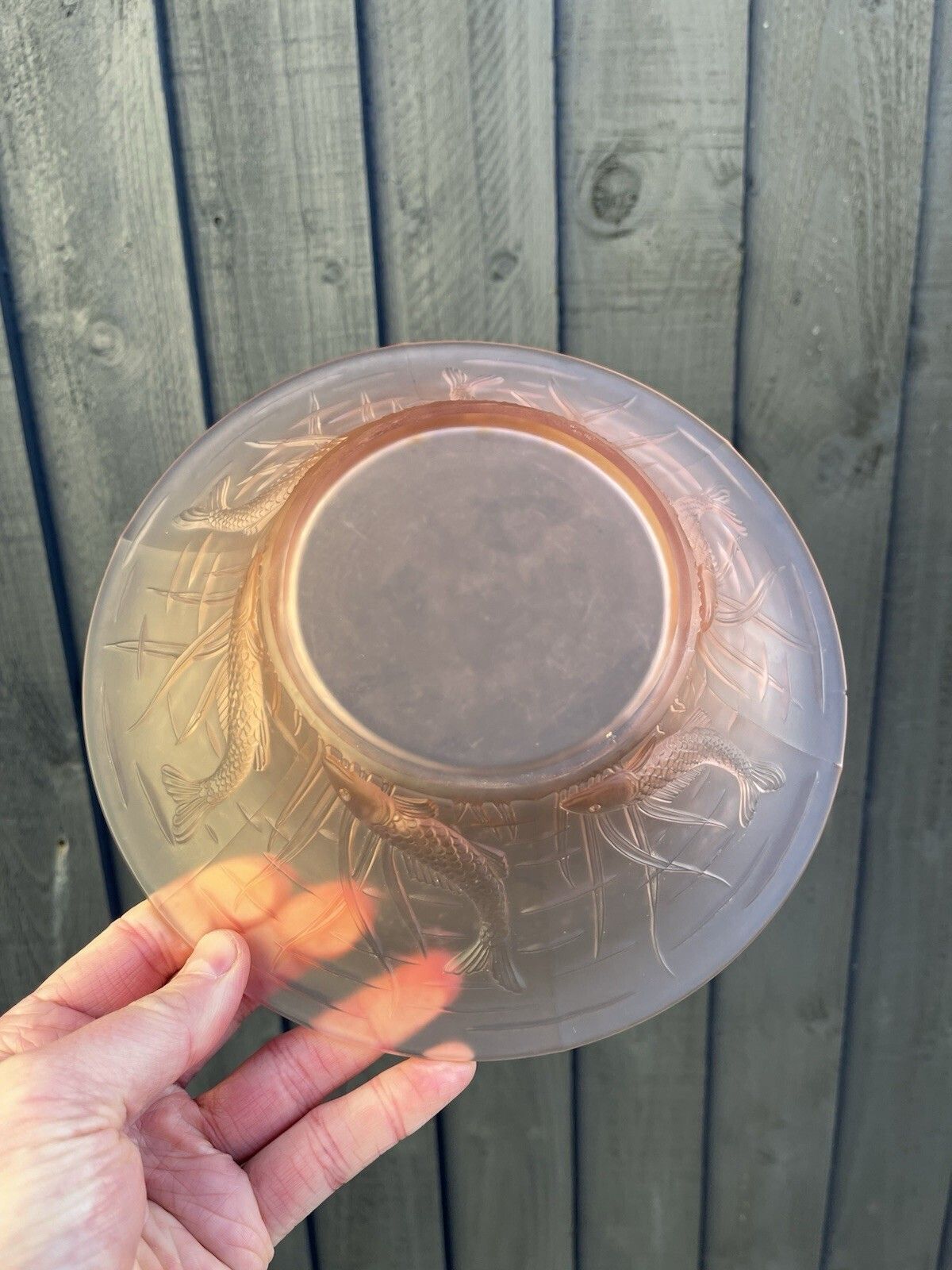 photo vinterior Art Deco Frosted Pink Fish Seaweed Fruit Bowl Walther & Sohne Barolac Jobling