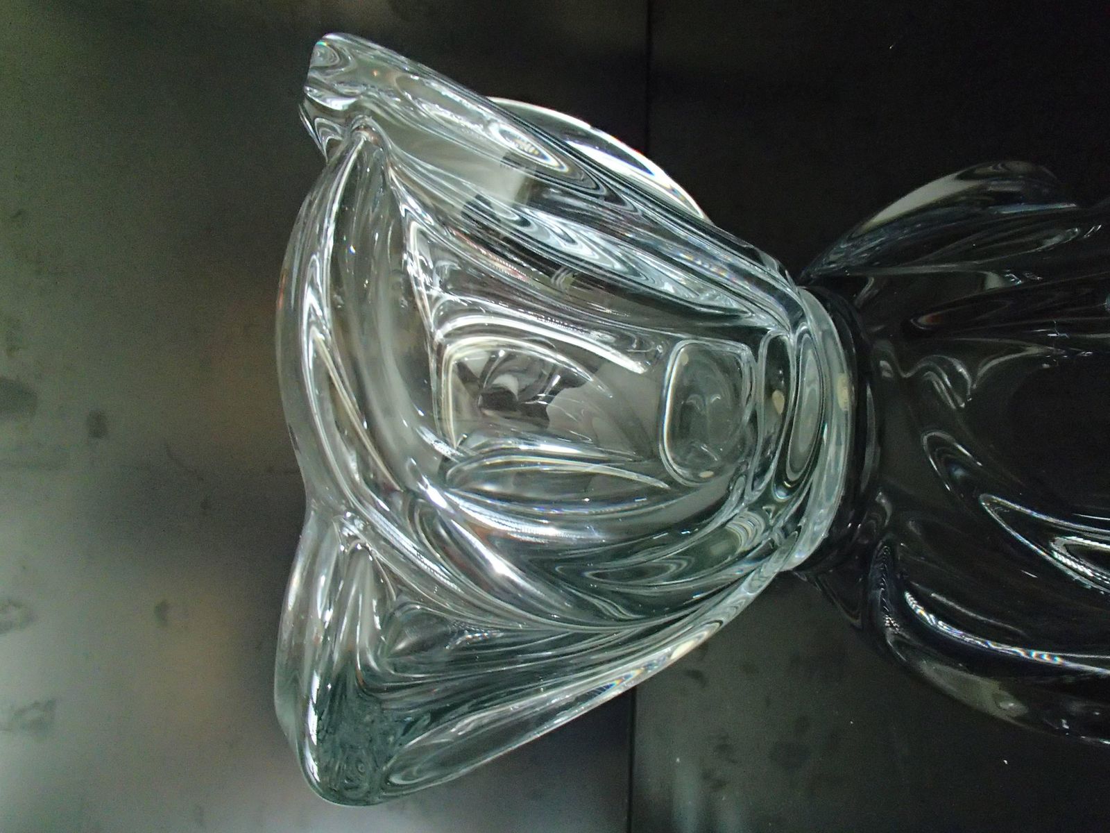 Midcentury Large Crystal Vase Or Coup Transparent Heavy photo vinterior