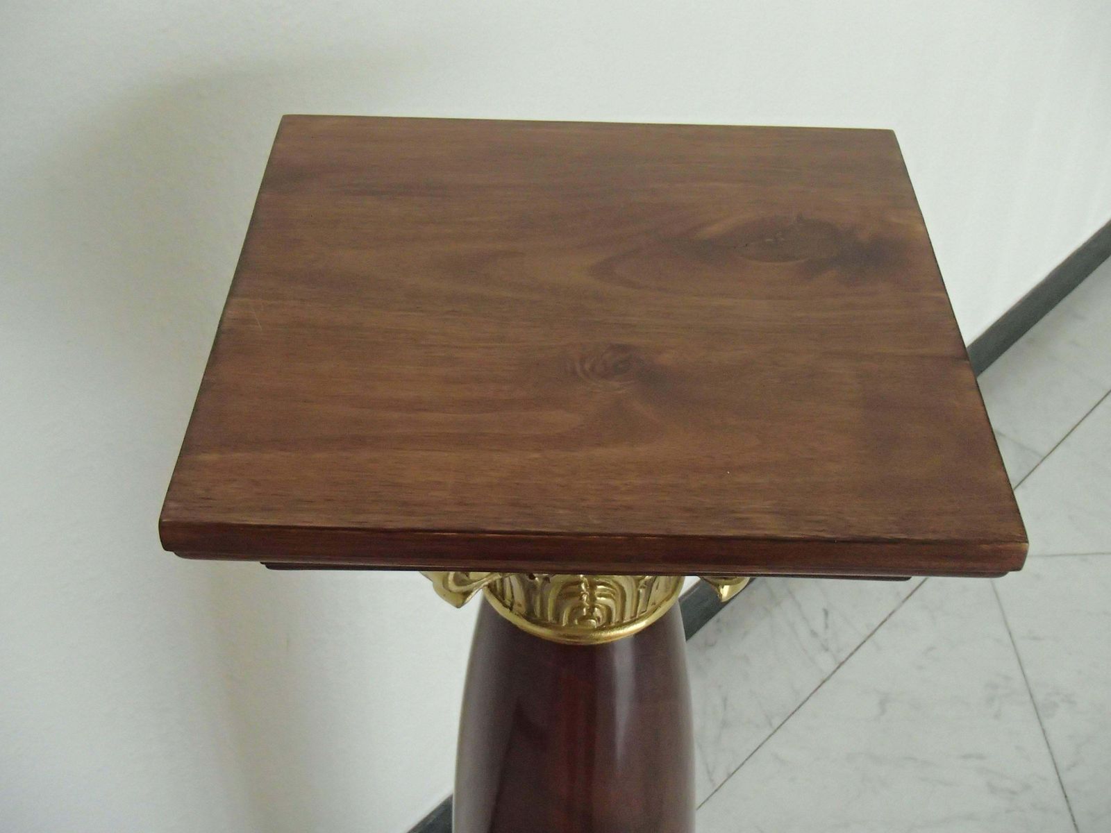 Midcentury Decorative Pair Of Pedestals Walnut With Brass photo furniture