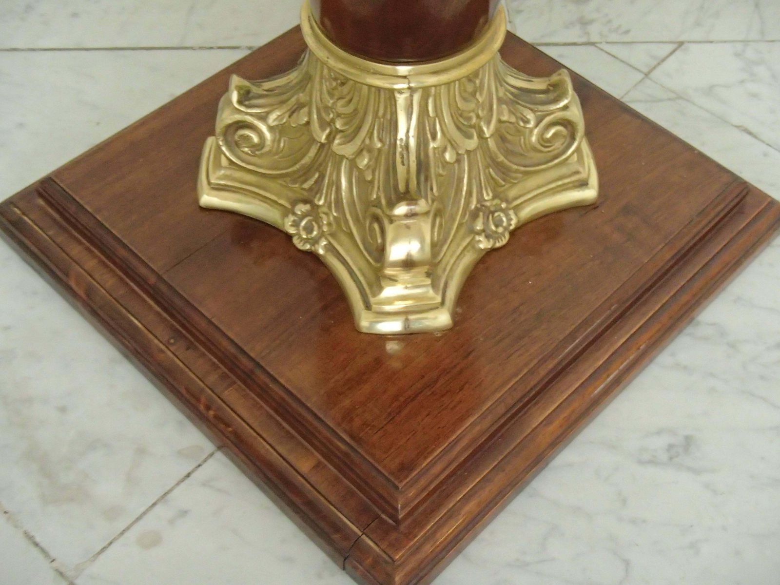 Midcentury Decorative Pair Of Pedestals Walnut With Brass photo Home Decor