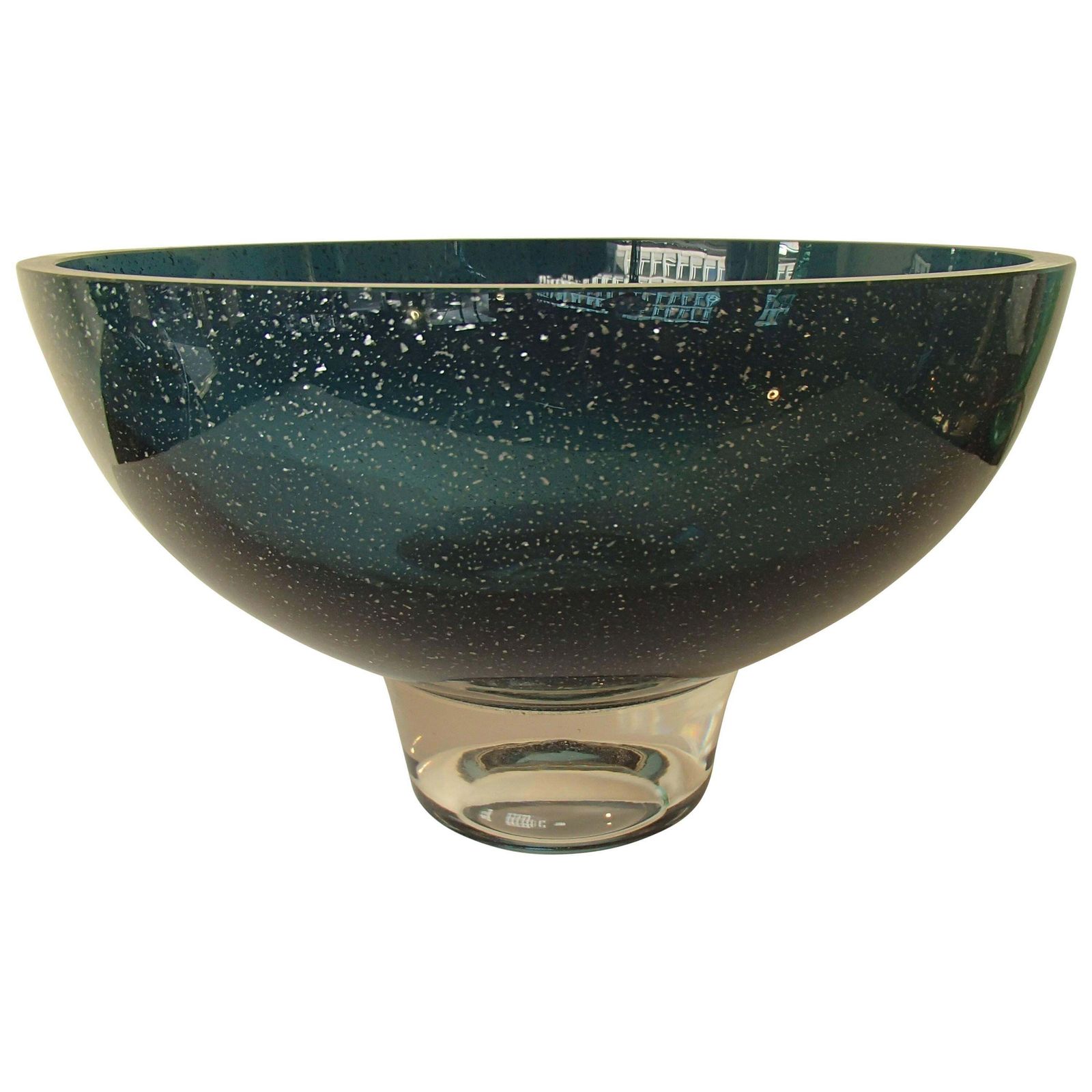 Mid Century Modern Vessel Blue With Silver Inlays By Graal Glas Signed Fs 66