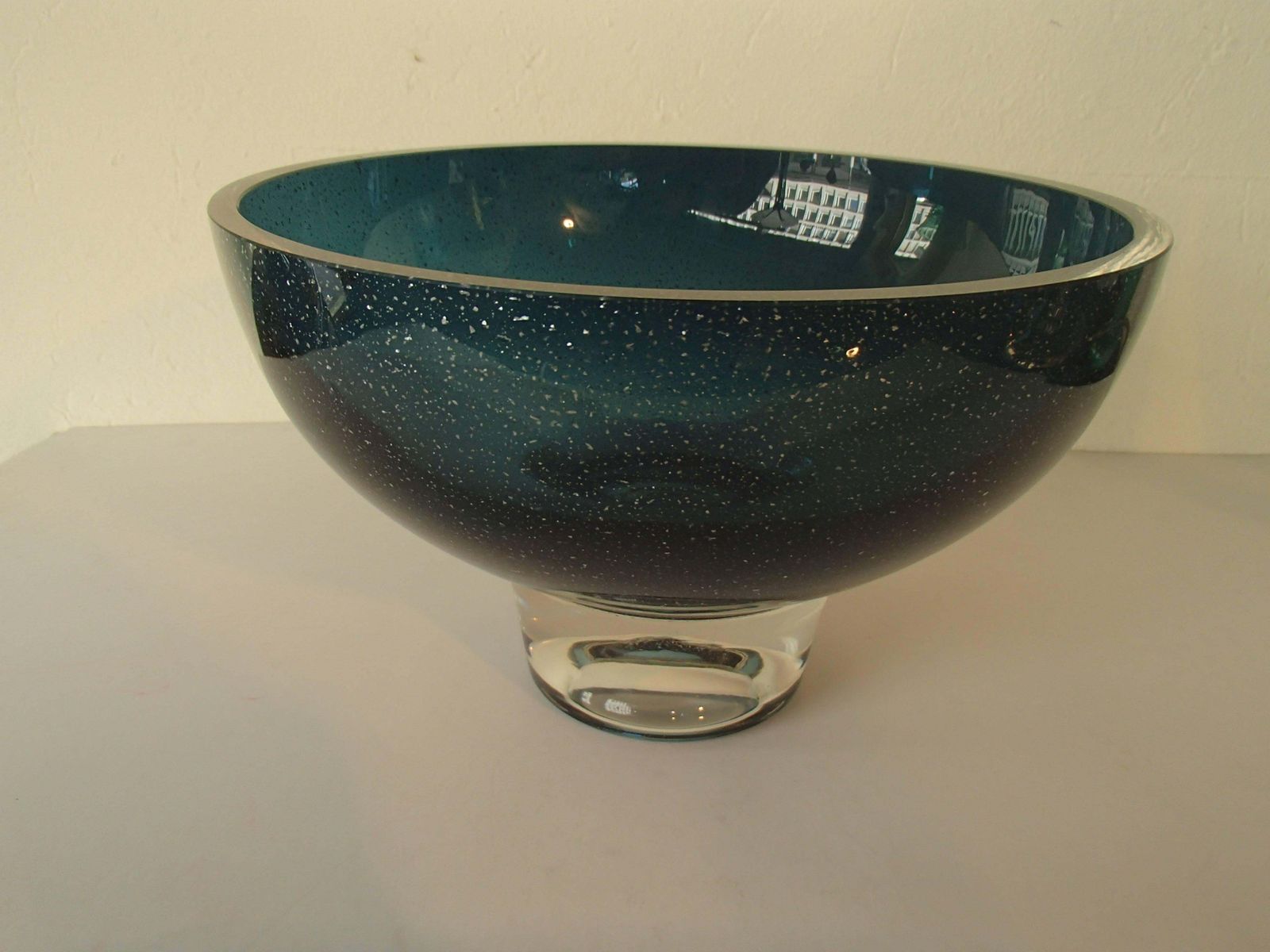 Mid Century Modern Vessel Blue With Silver Inlays By Graal Glas Signed Fs 66 photo for sale