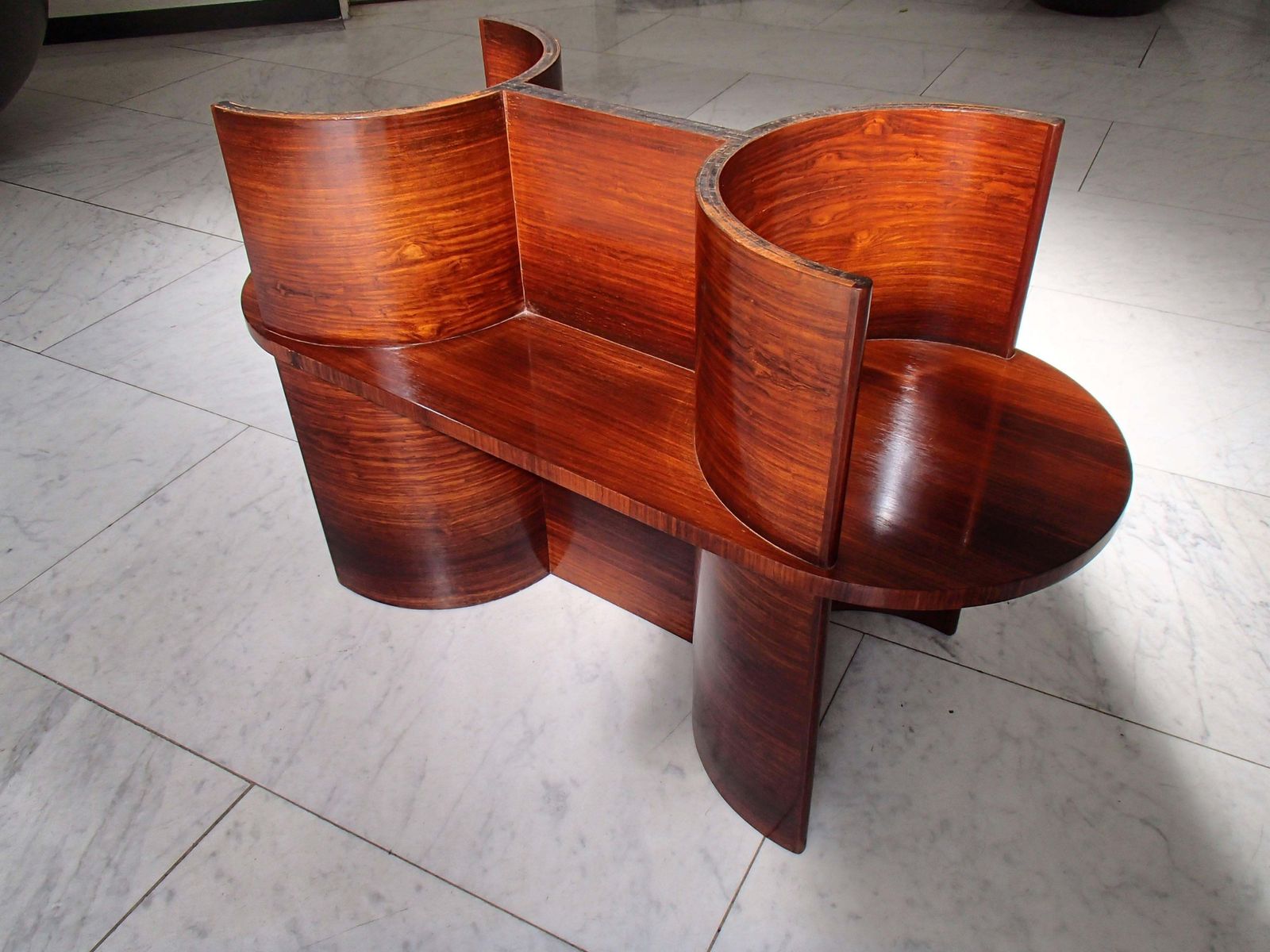 1930 Cubist Modernistic Console Table Rosewood And Thick Glass Top photo vinterior