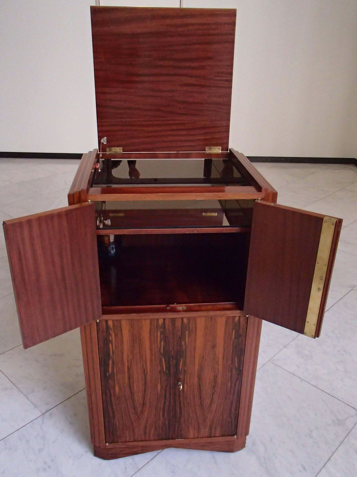 Art Deco Drink Cabinet Bar Ebene De Macassar Full Mahogonie photo for sale