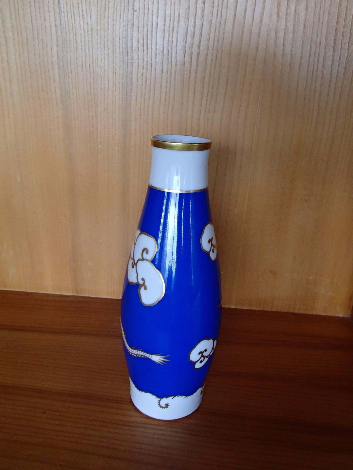 1930 Hand Painted Cobalt Blue Gold White Porcelain Vase Fraureuth Saxony photo 696.0