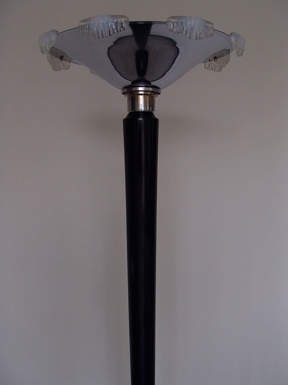 Art Deco Floor Lamp Or Torch Chrome With Sabino Glass Parts photo vinterior