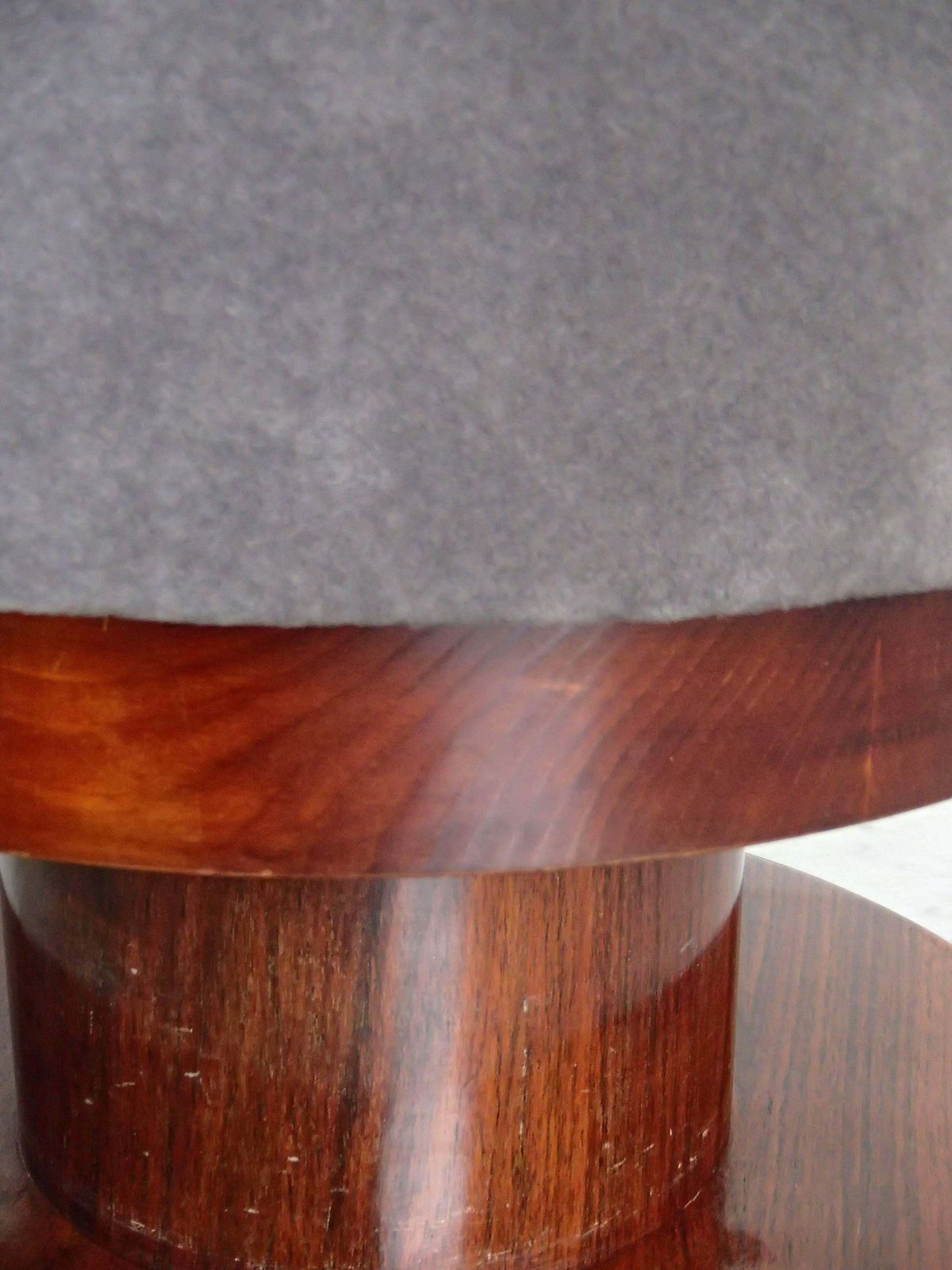 Elegant Art Deco Dressing Chair Grey Nubuc  Leather Rose Wood And Maple Eye photo vinterior