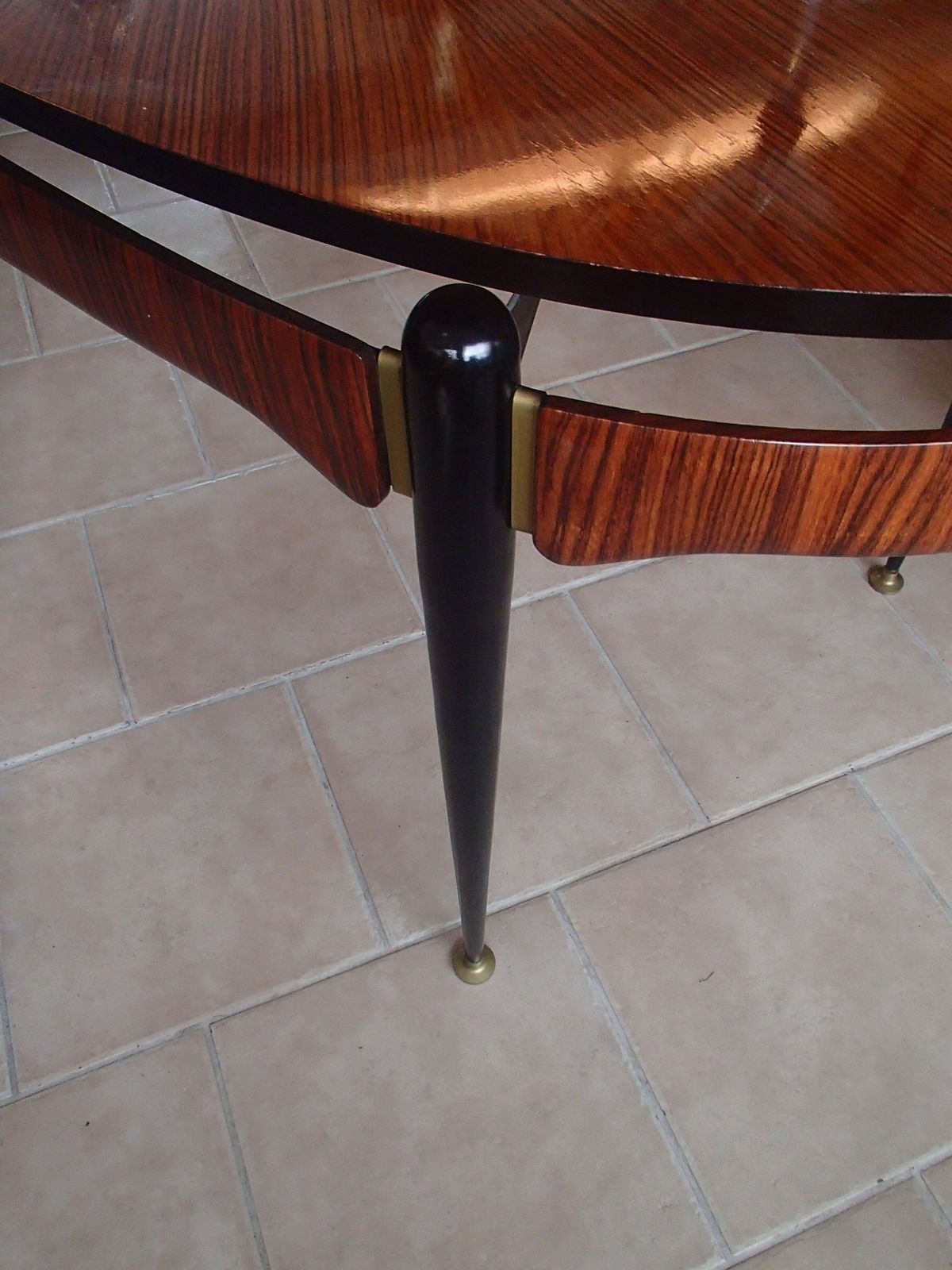 Italian Mid Century Dining Table Rosewood Brass Black Legs By Silvio Cavatorta photo 6078.0