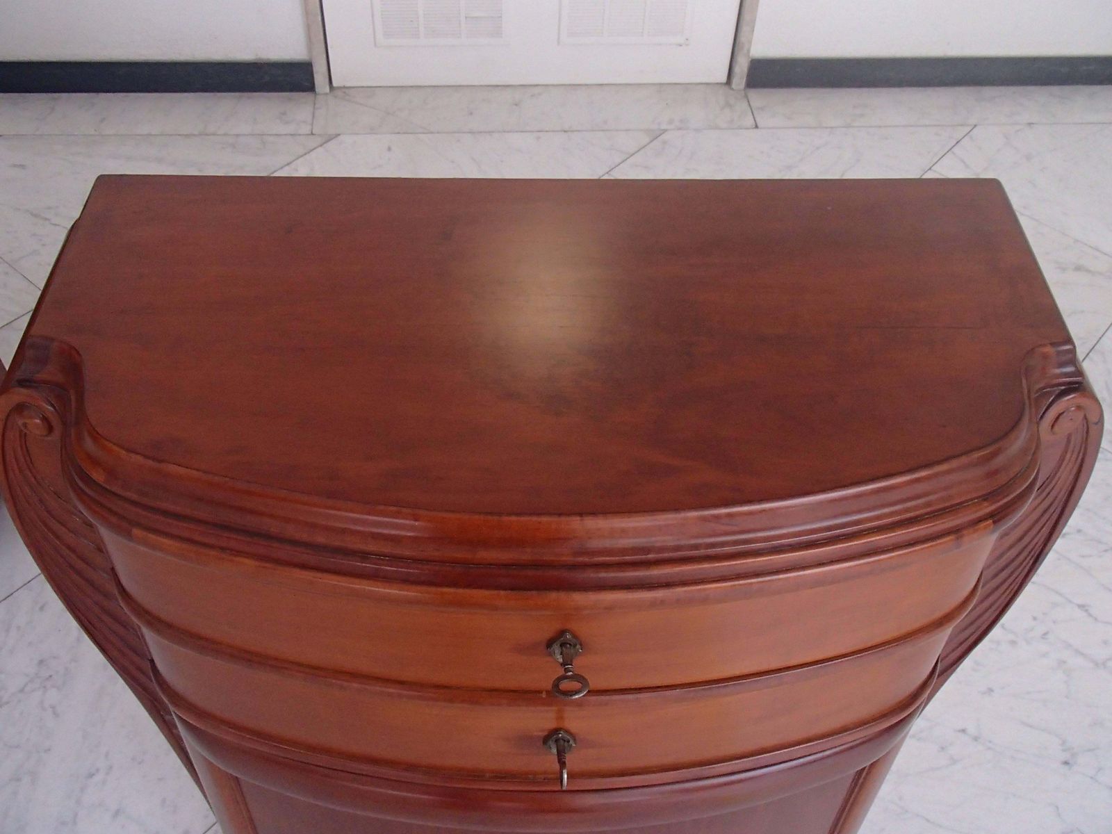 photo for sale 1920 Pair Of Cabinets/Consoles/Cupboards Tinted Birch 4 Ball Legs Floral Emblem