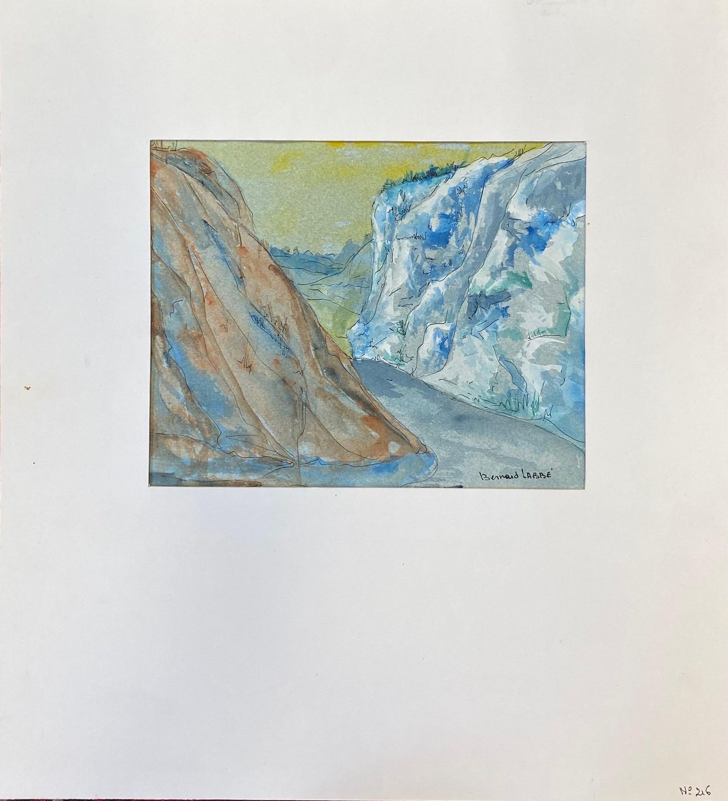 Unknown 1950's French Modernist/ Cubist Painting Signed, Through The Mountains photo furniture