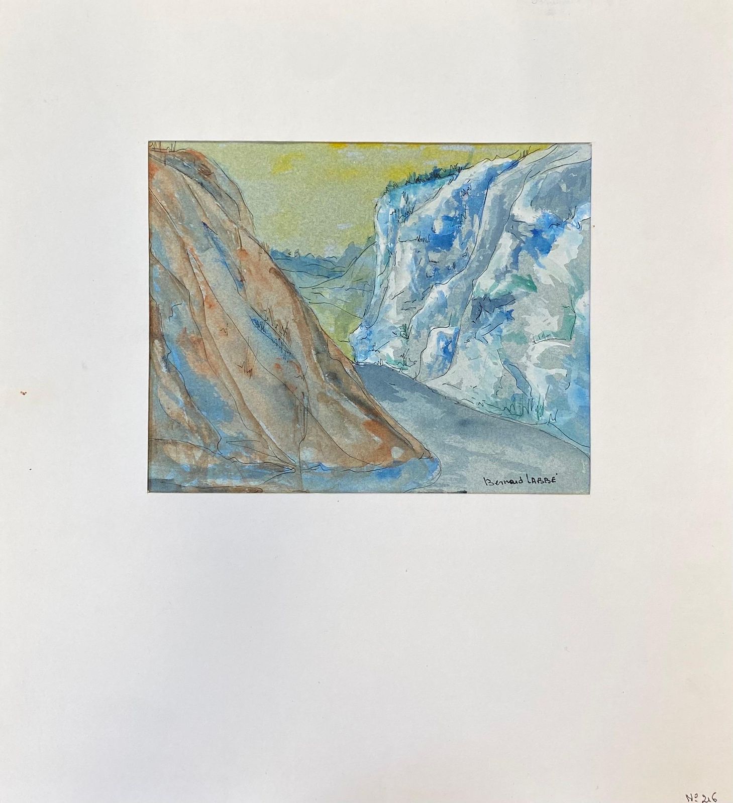 Unknown 1950's French Modernist/ Cubist Painting Signed, Through The Mountains photo for sale