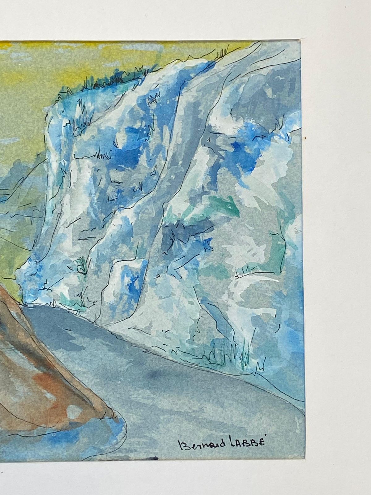 Unknown 1950's French Modernist/ Cubist Painting Signed, Through The Mountains photo Art