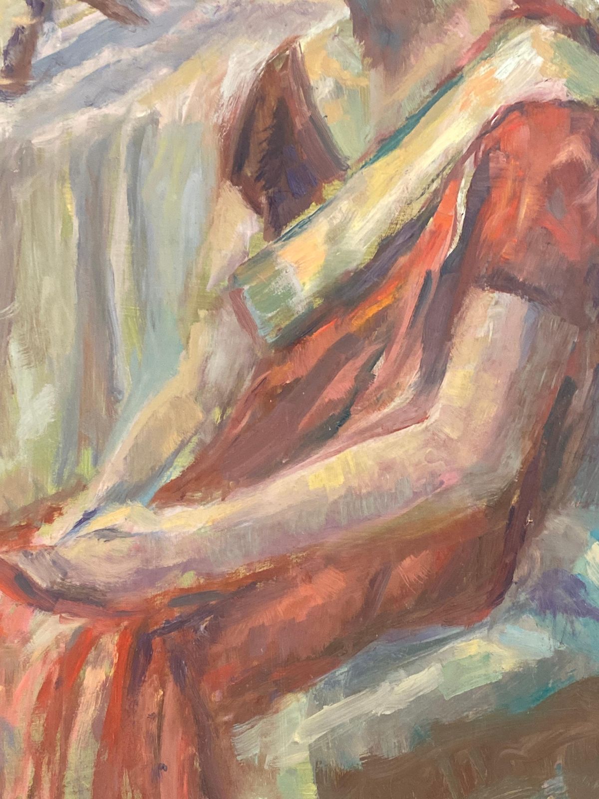 Unknown Large 1960's British Original Oil Painting, Woman Sat On Chair Circa 1960s photo Art