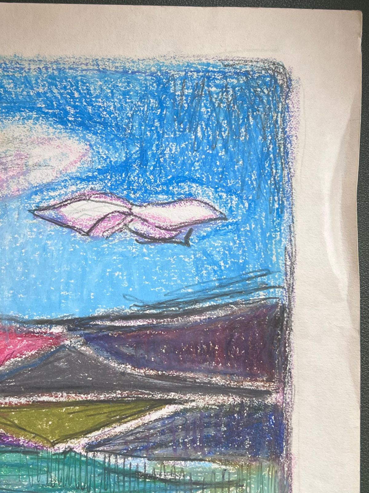 Akos Biro 20th Century French Expressionist Pastel Blue Skies Over Colourful Valleys photo for sale