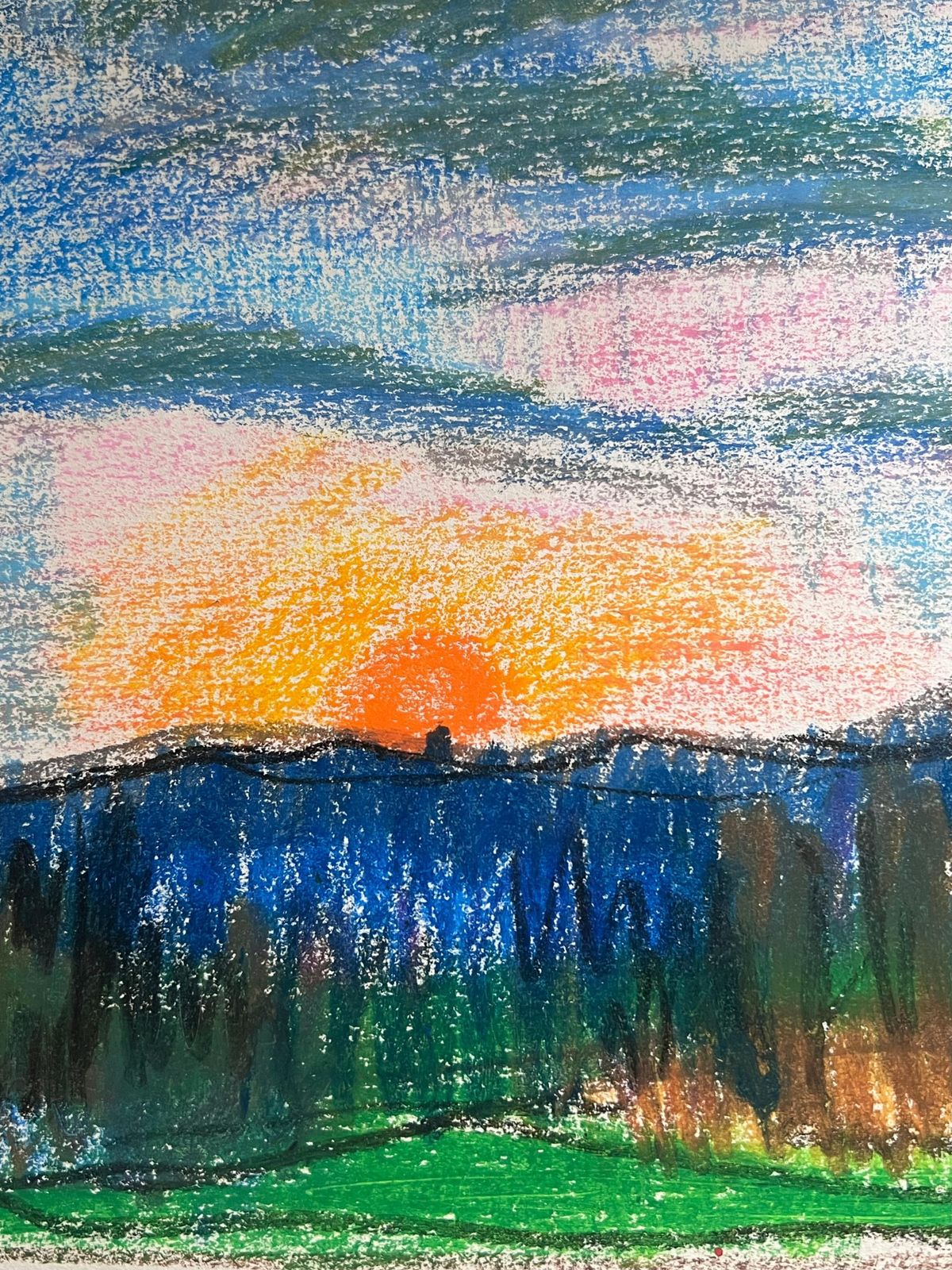 Akos Biro 20th Century French Expressionist Sunrise Peering Through The Sky Over Meadows photo Art