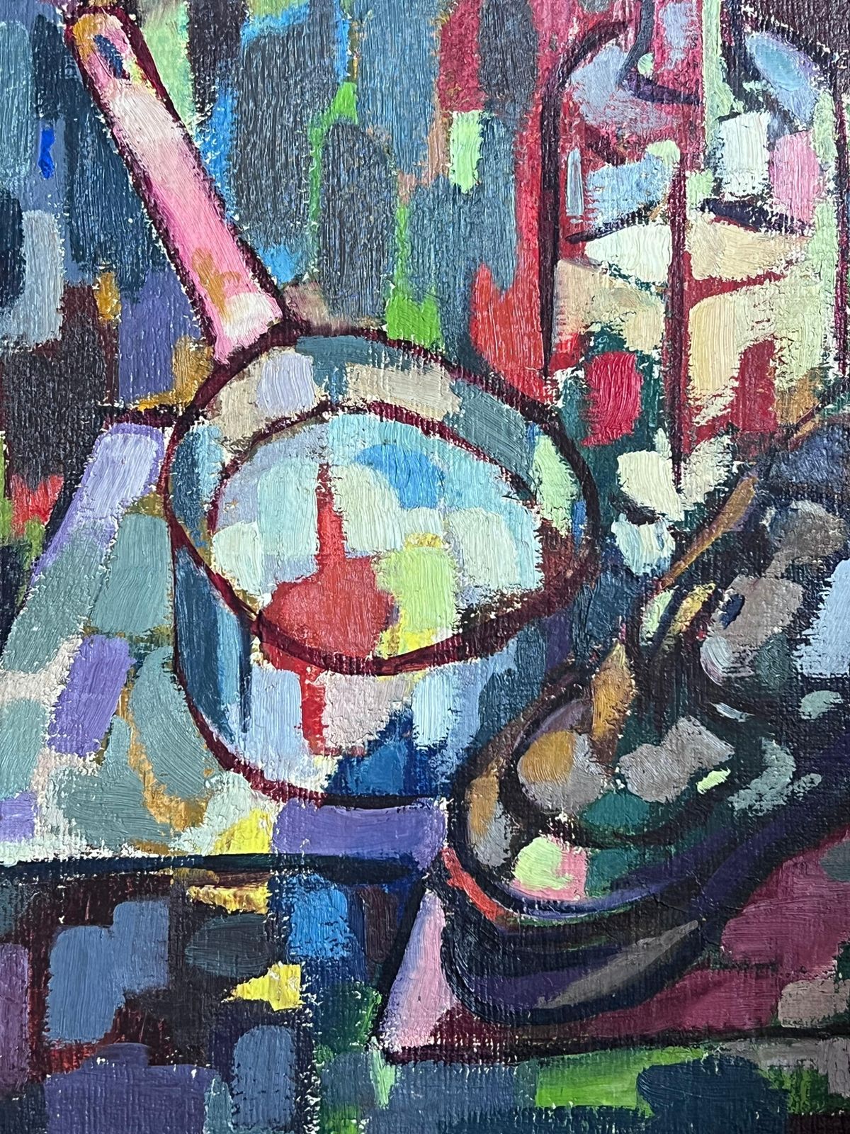 Raymond Guidot 20th Century French Cubist Abstract Still Life Objects Painting photo for sale