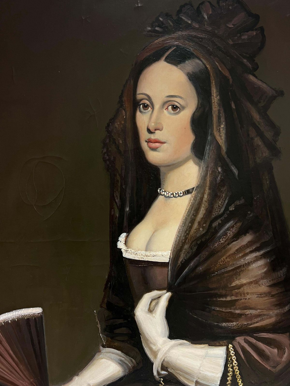 Fine Large Oil Painting Portrait Of The Lady With The Fan Diego Velazquez photo for sale